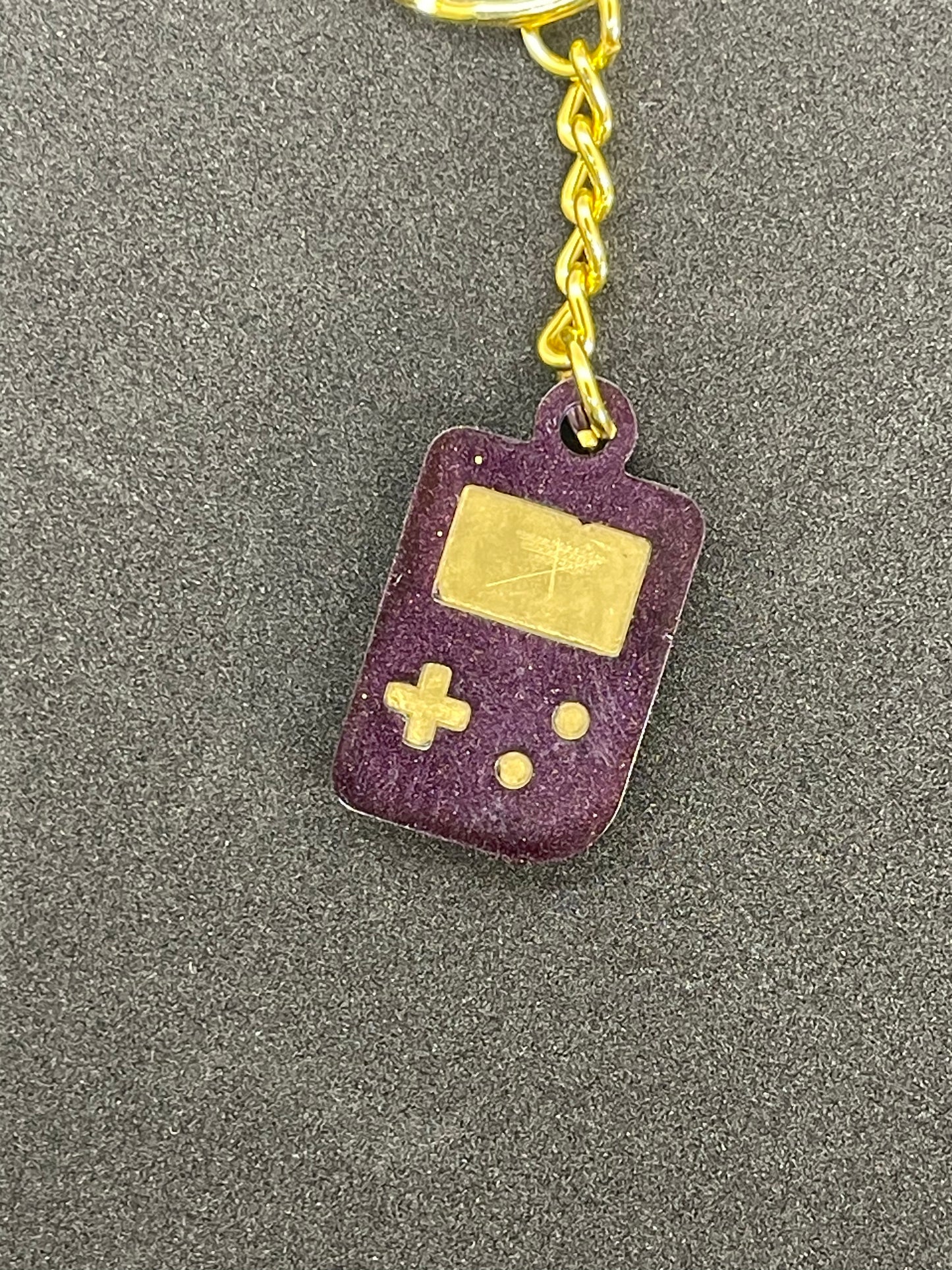 Gamer Purple Maroon and Gold Game Controller Keychain