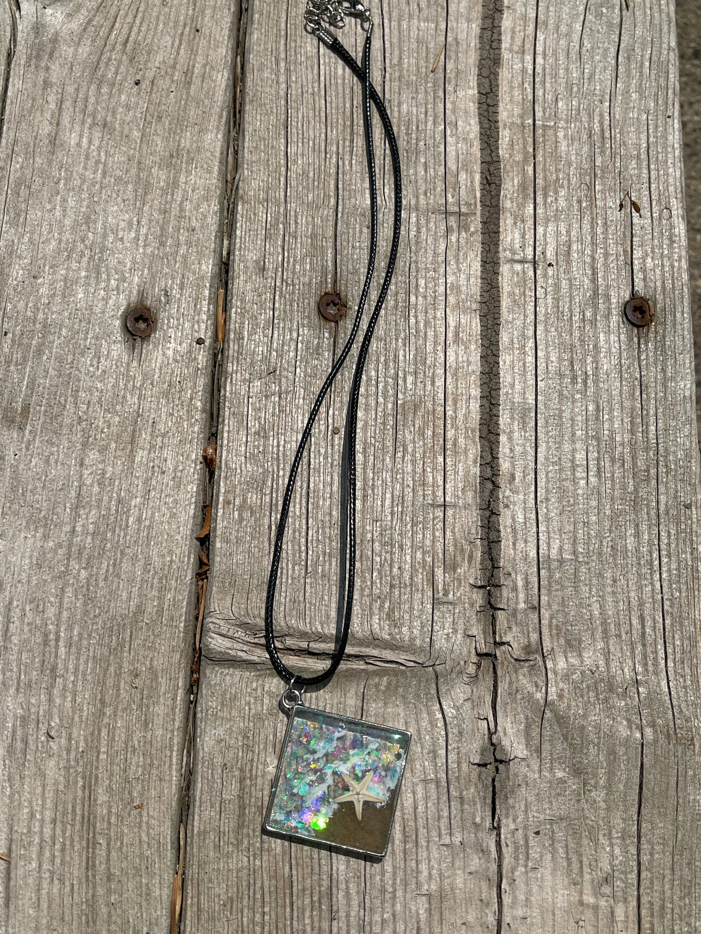 Beach Theme Necklace with Glitter and Star