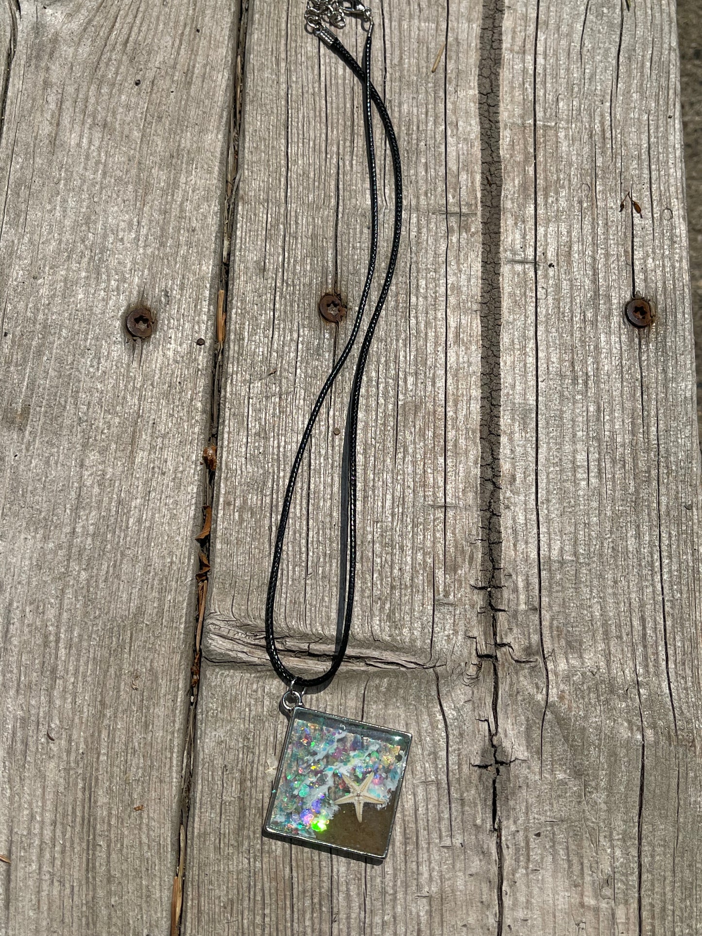 Beach Theme Necklace with Glitter and Star