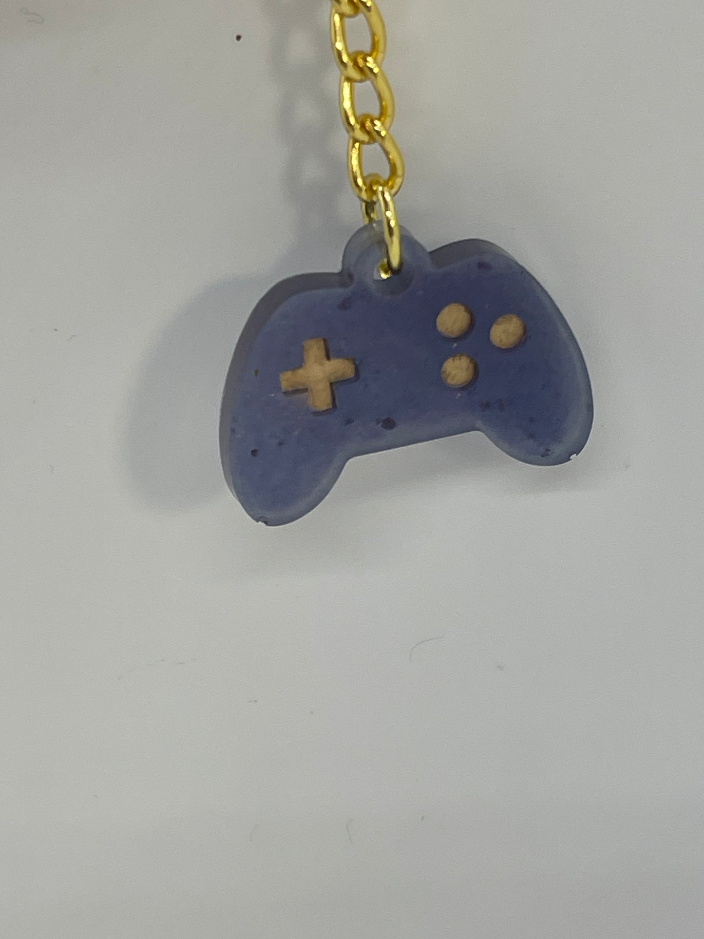 Purple and Gold Game Controller Keychain