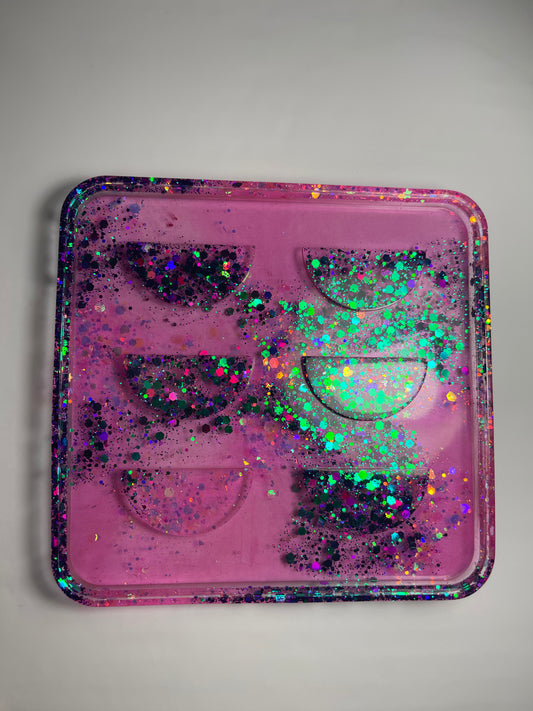 See Through Pink and Color shift Glitter False Eyelash Tray no lid