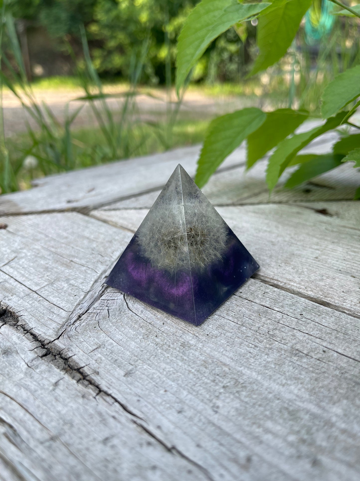 Dandelion Floating in Purple Pyramid Home Office Decor Decoration