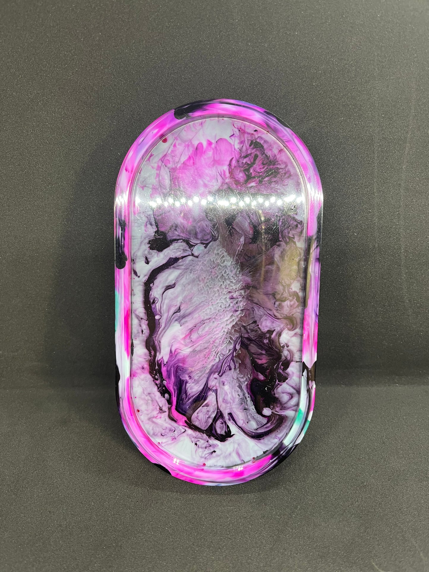 Pink & Black Marble Effect Make Up Trinket Jewelry Tray