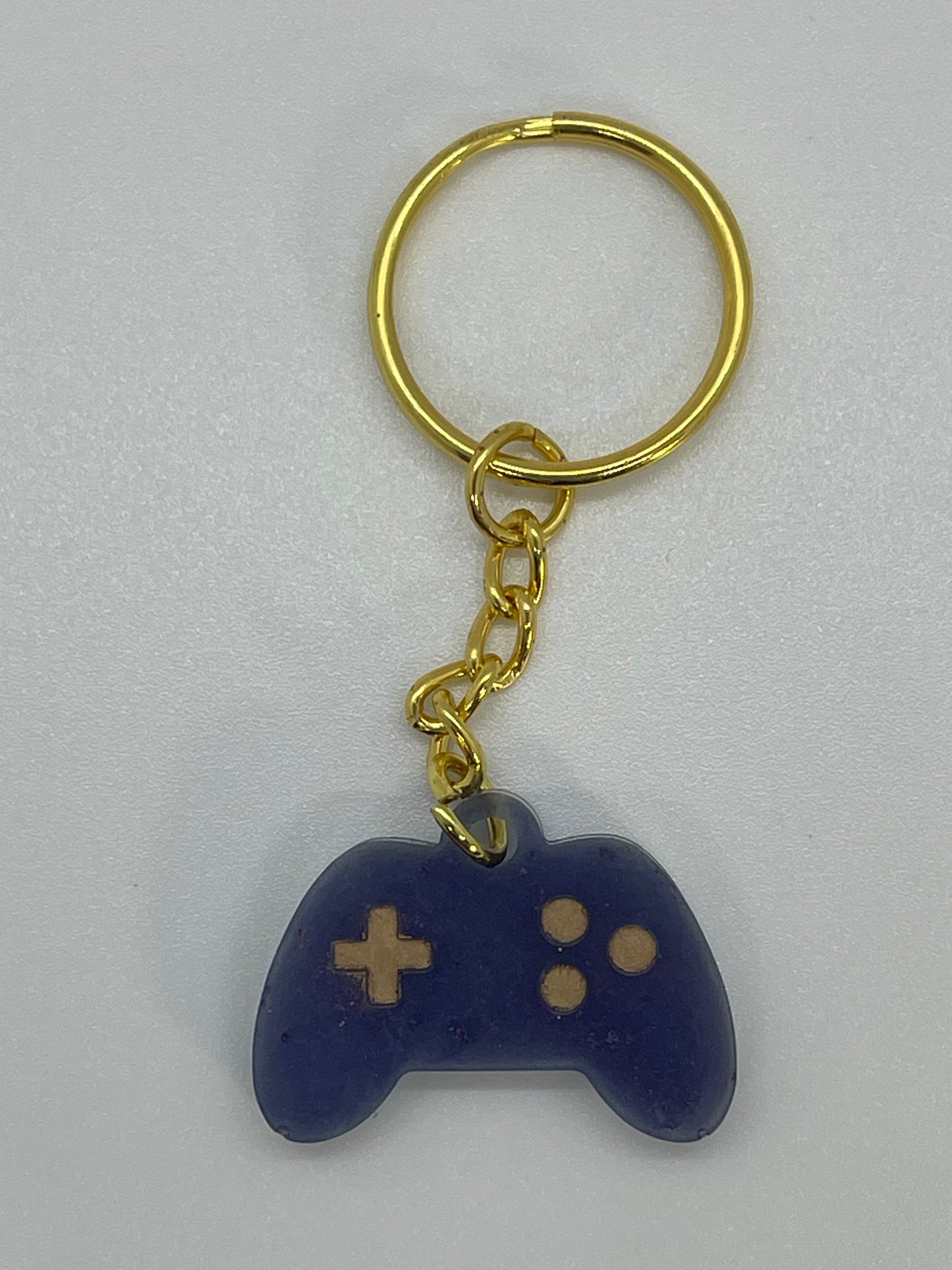 Purple and Gold Game Controller Keychain