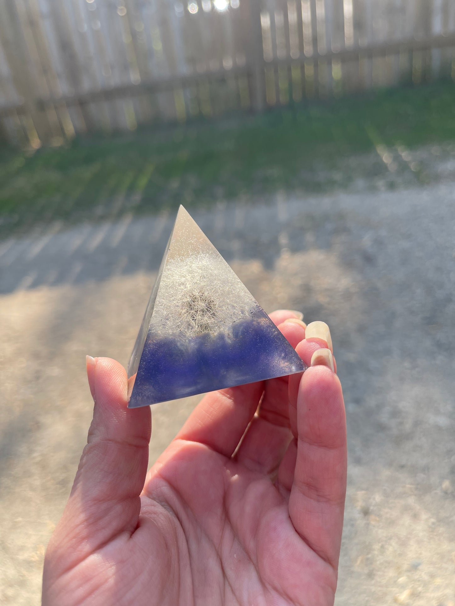 Dandelion Floating in Purple Pyramid Home Office Decor Decoration