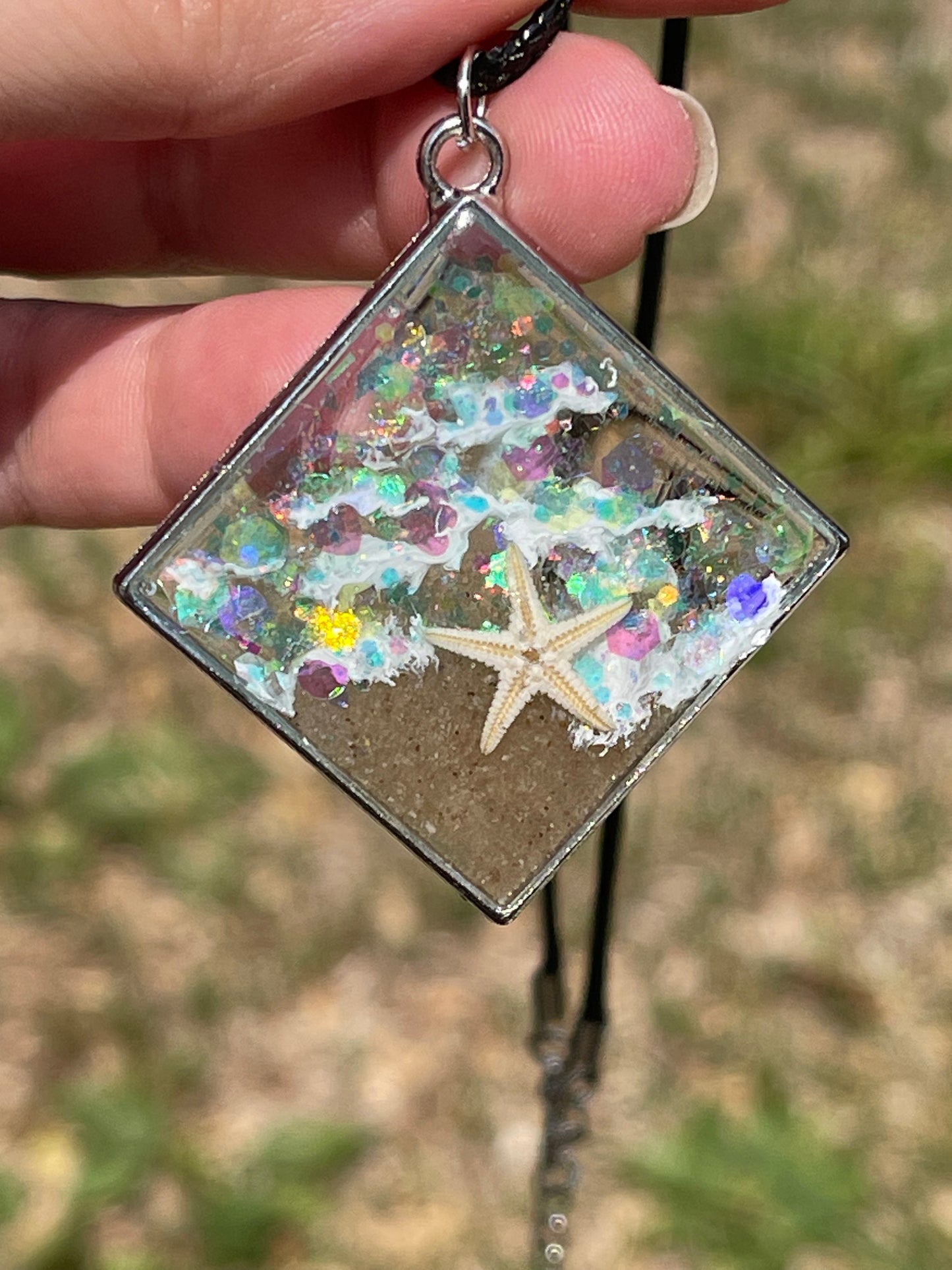 Beach Theme Necklace with Glitter and Star