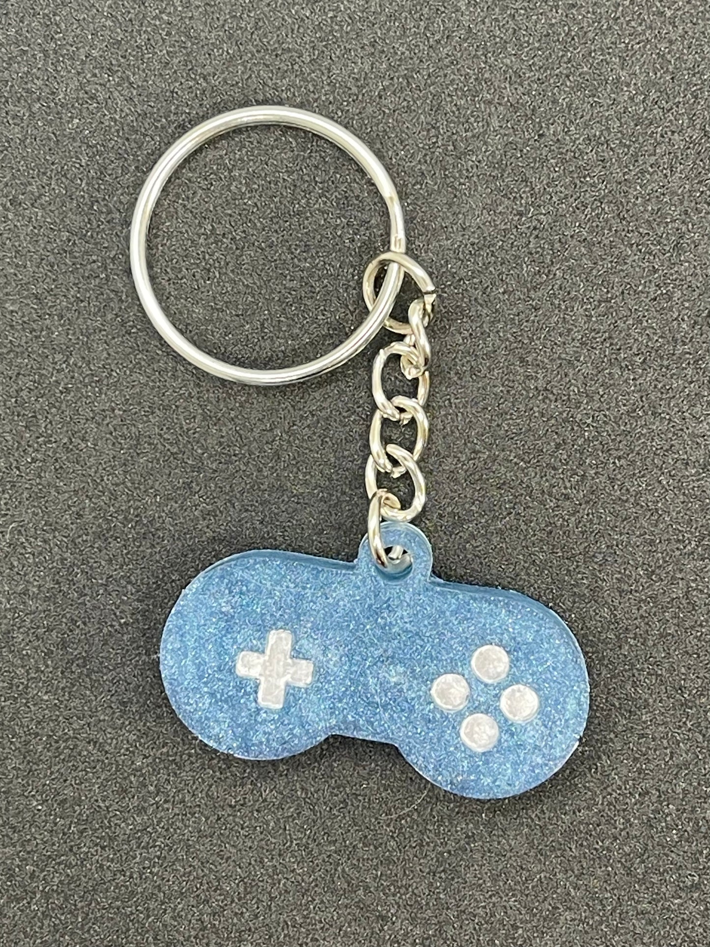 Light Blue and Silver Game Controller Keychain Style 2