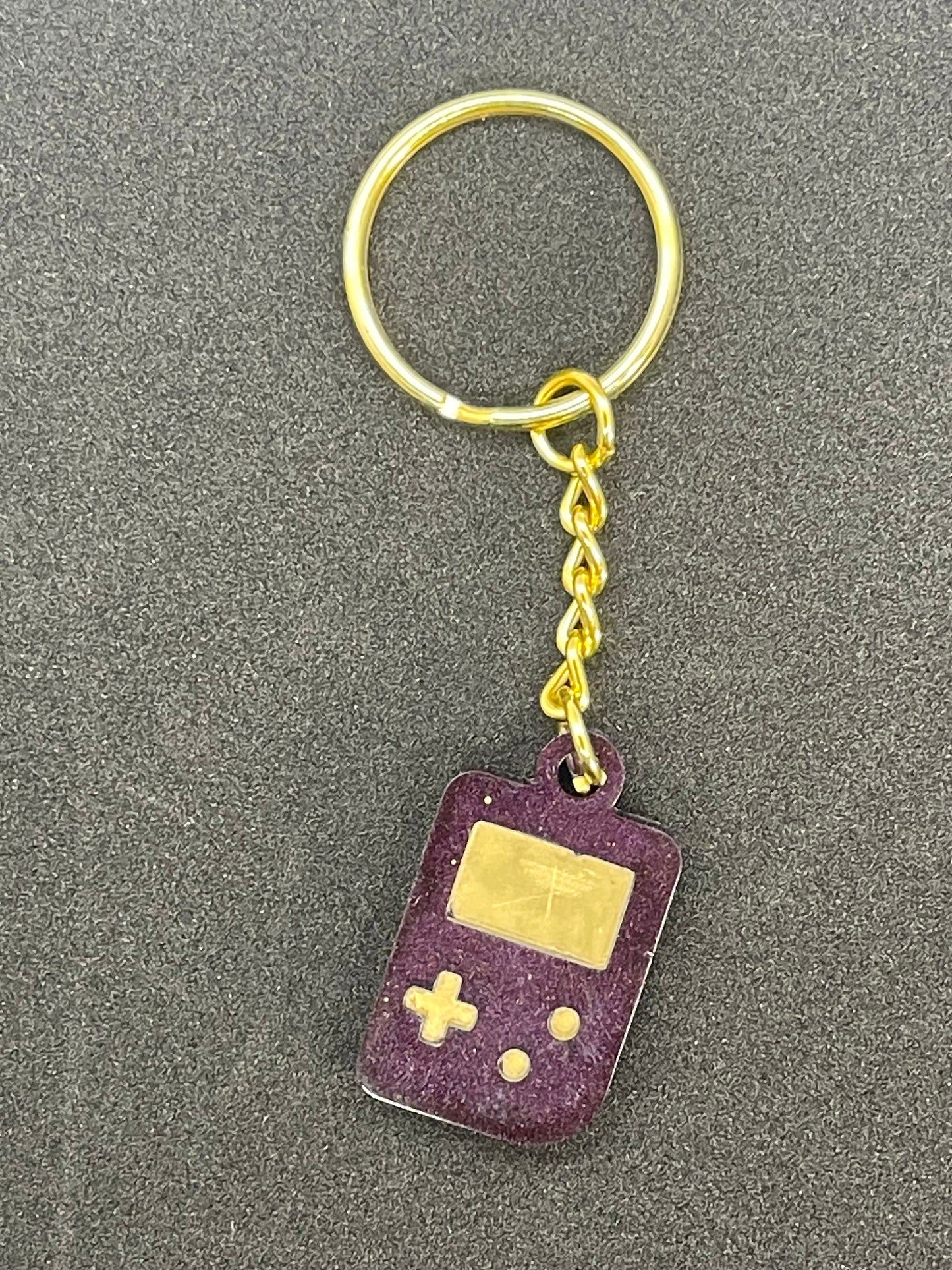Gamer Purple Maroon and Gold Game Controller Keychain