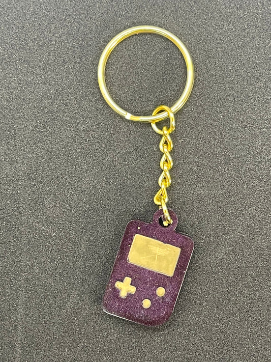 Gamer Purple Maroon and Gold Game Controller Keychain