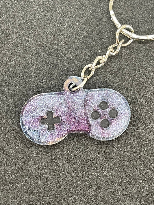Blue and Purple Color Shifting Game Controller Keychain