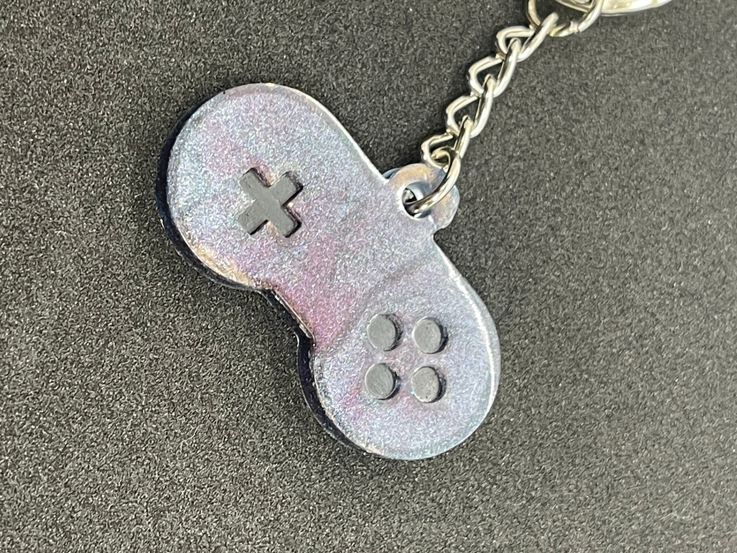 Blue and Purple Color Shifting Game Controller Keychain