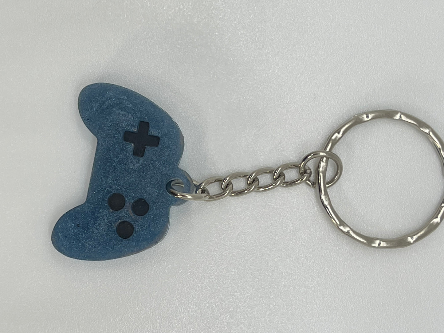 Lighter Blue and Black Game Controller Keychain