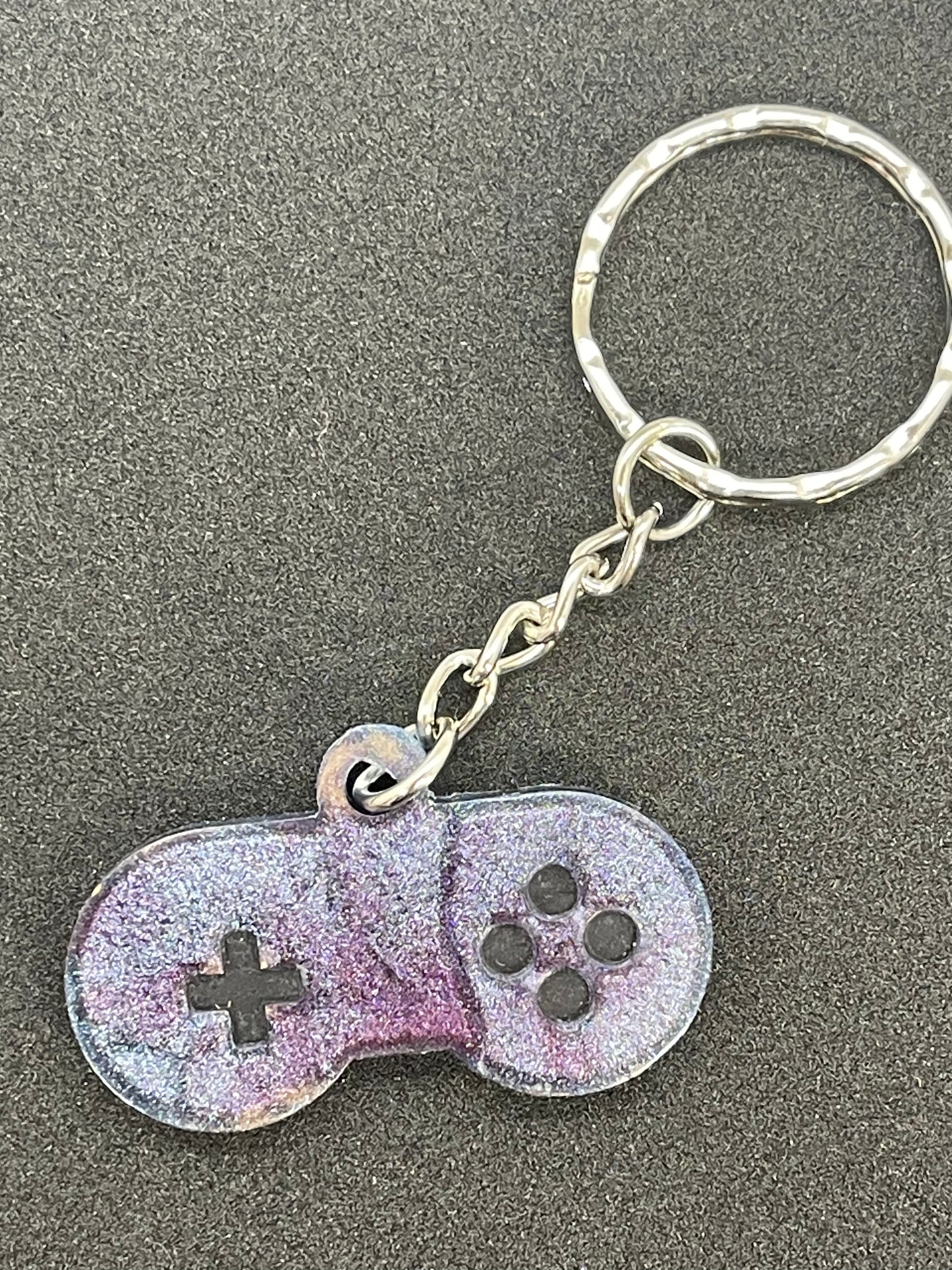 Blue and Purple Color Shifting Game Controller Keychain
