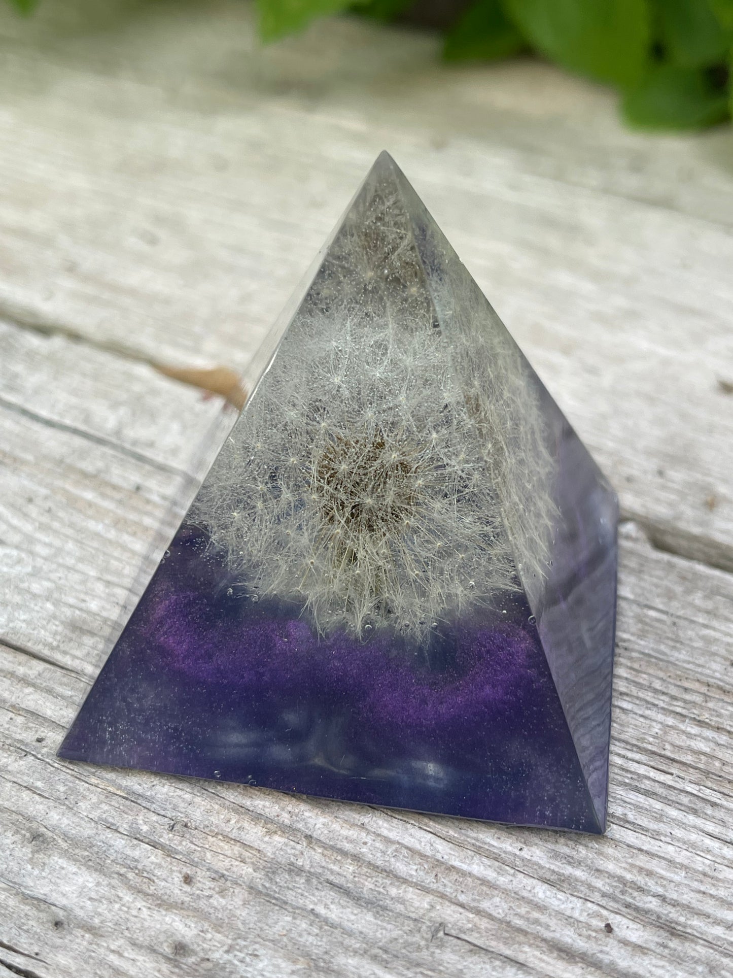Dandelion Floating in Purple Pyramid Home Office Decor Decoration