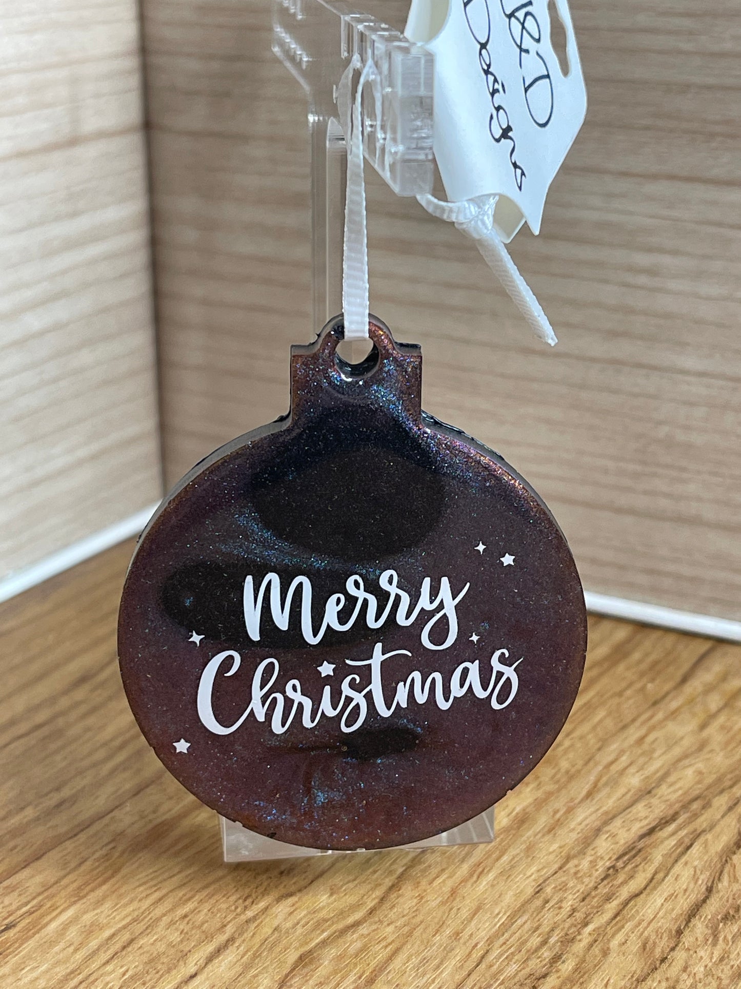 Red Blue Dark Color Shift Merry Christmas Ornament