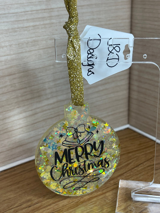 Gold Glitter Merry Christmas Flat Christmas Ornament