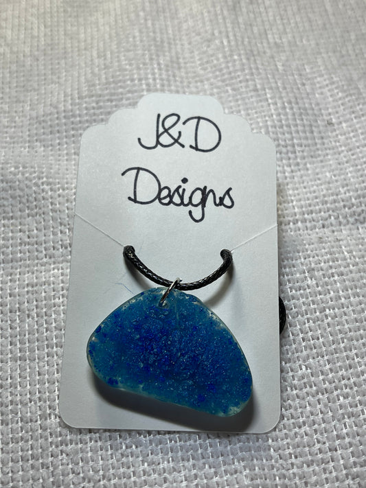 Resin Pendant Shades of Blue Splatter Necklace