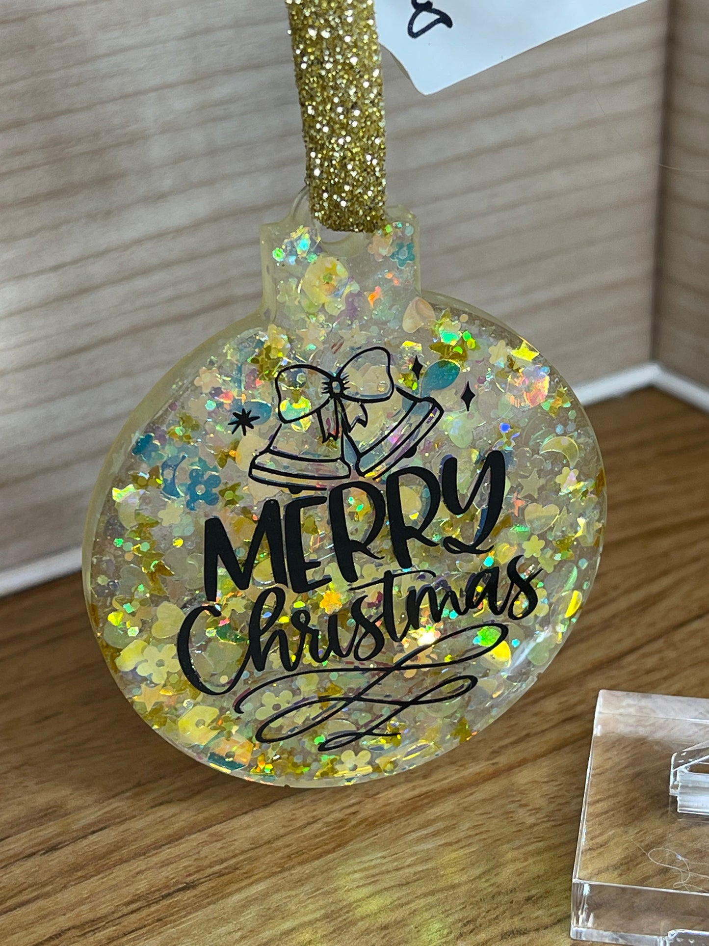 Gold Glitter Merry Christmas Flat Christmas Ornament