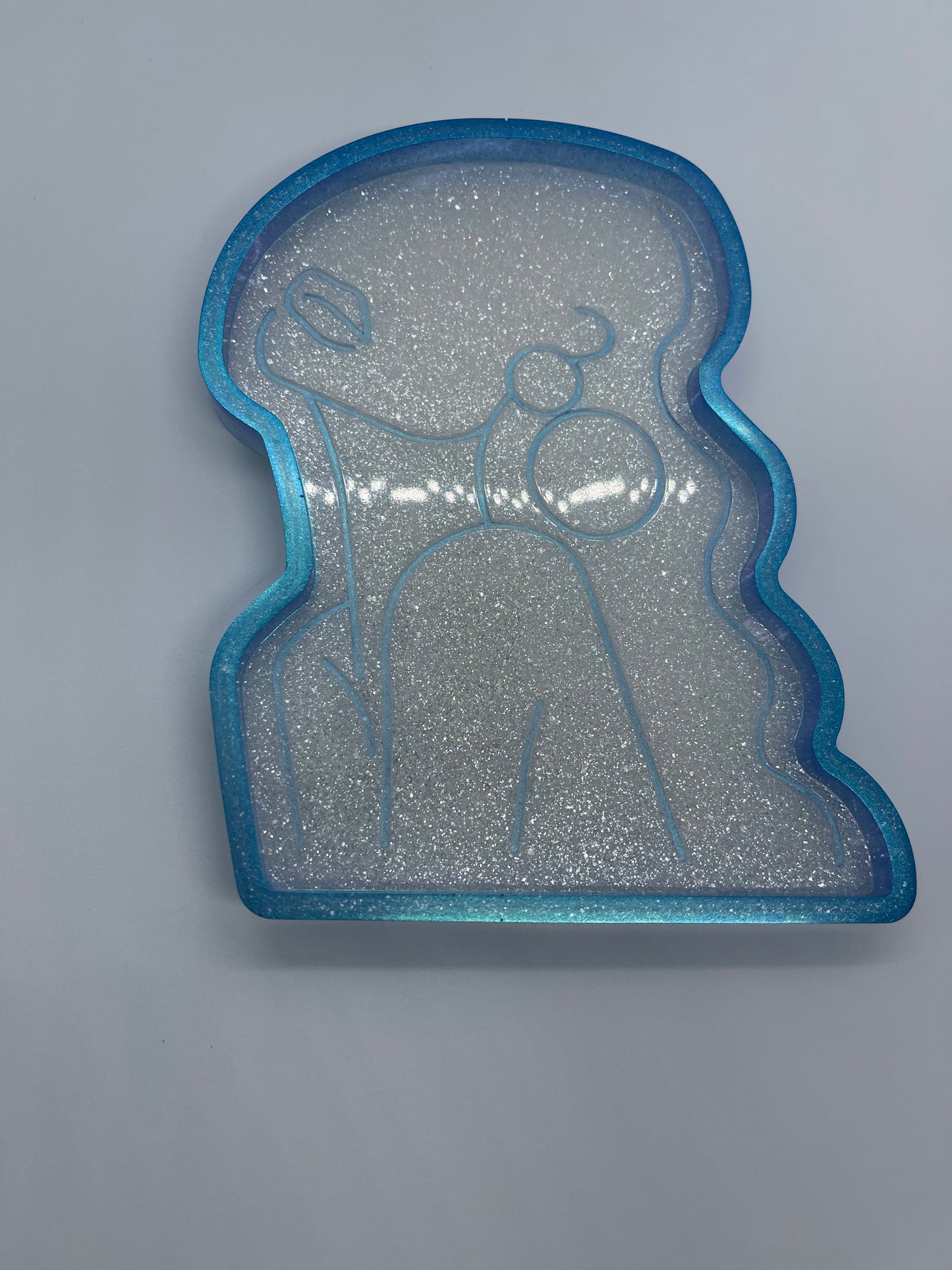 Female Woman Body White with Blue Glitter Trinket Jewelry Tray