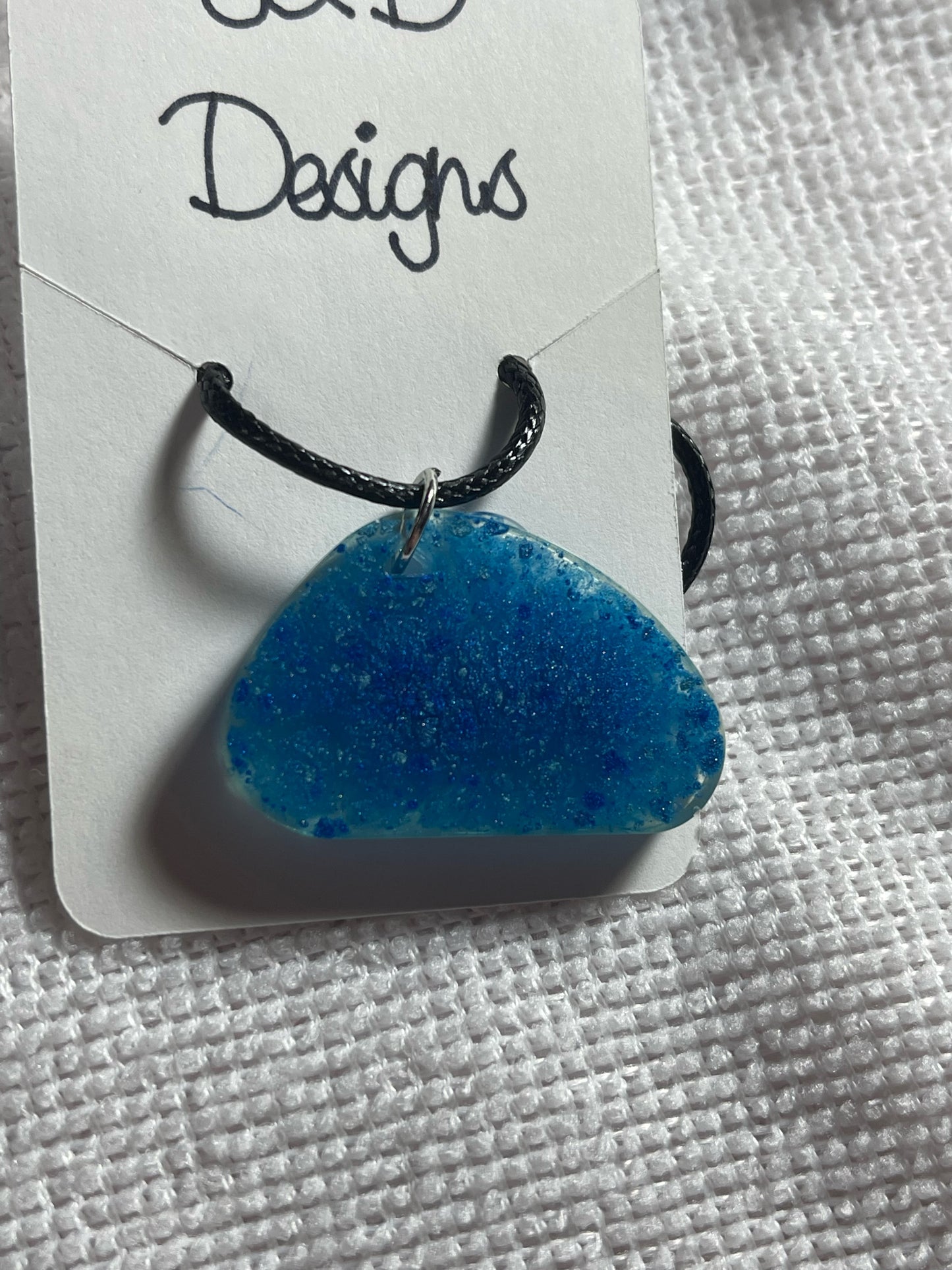 Resin Pendant Shades of Blue Splatter Necklace