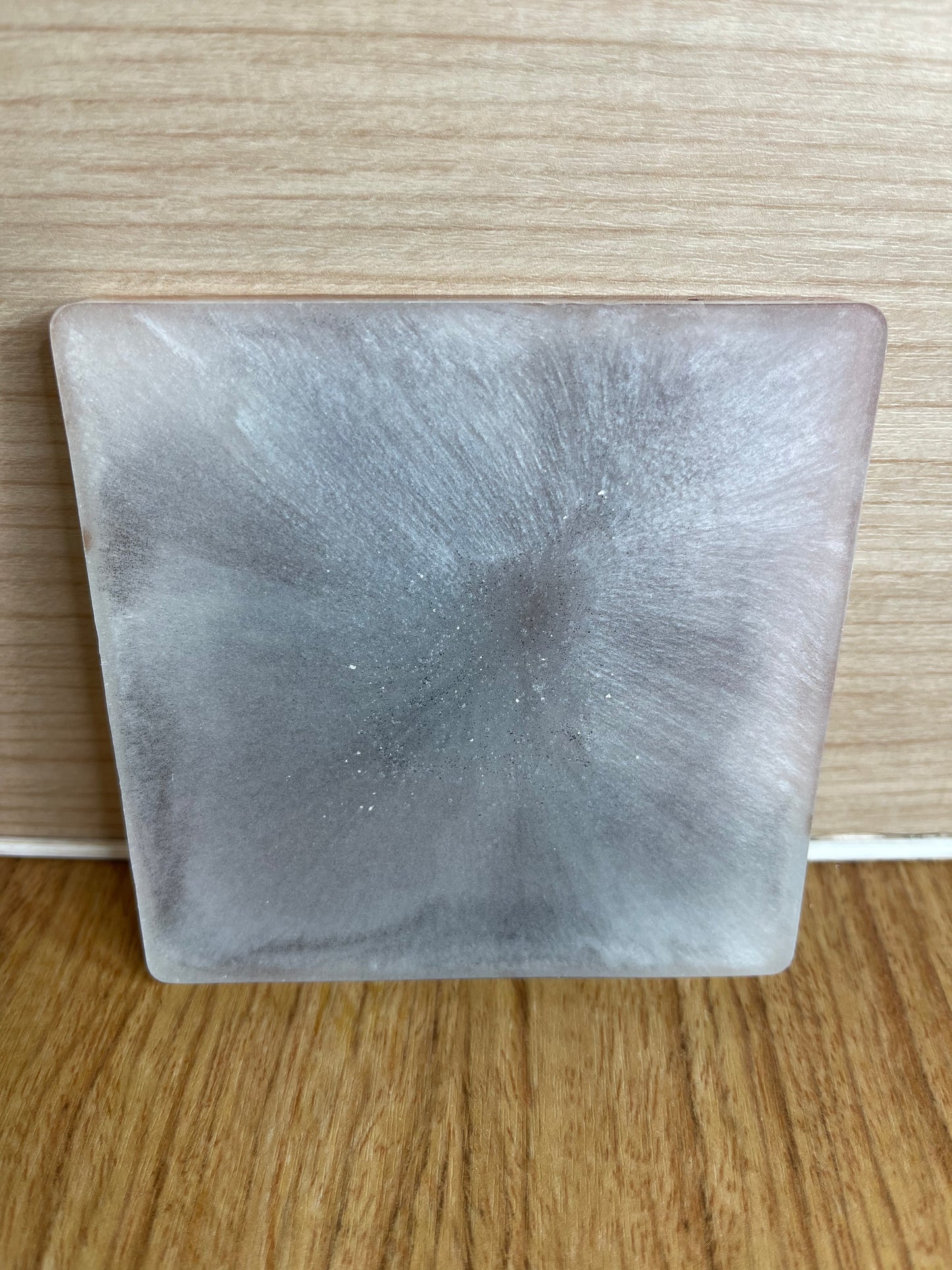 Peachy Glow in the Dark with Black Mixed Pour Reversible Single Resin Coaster