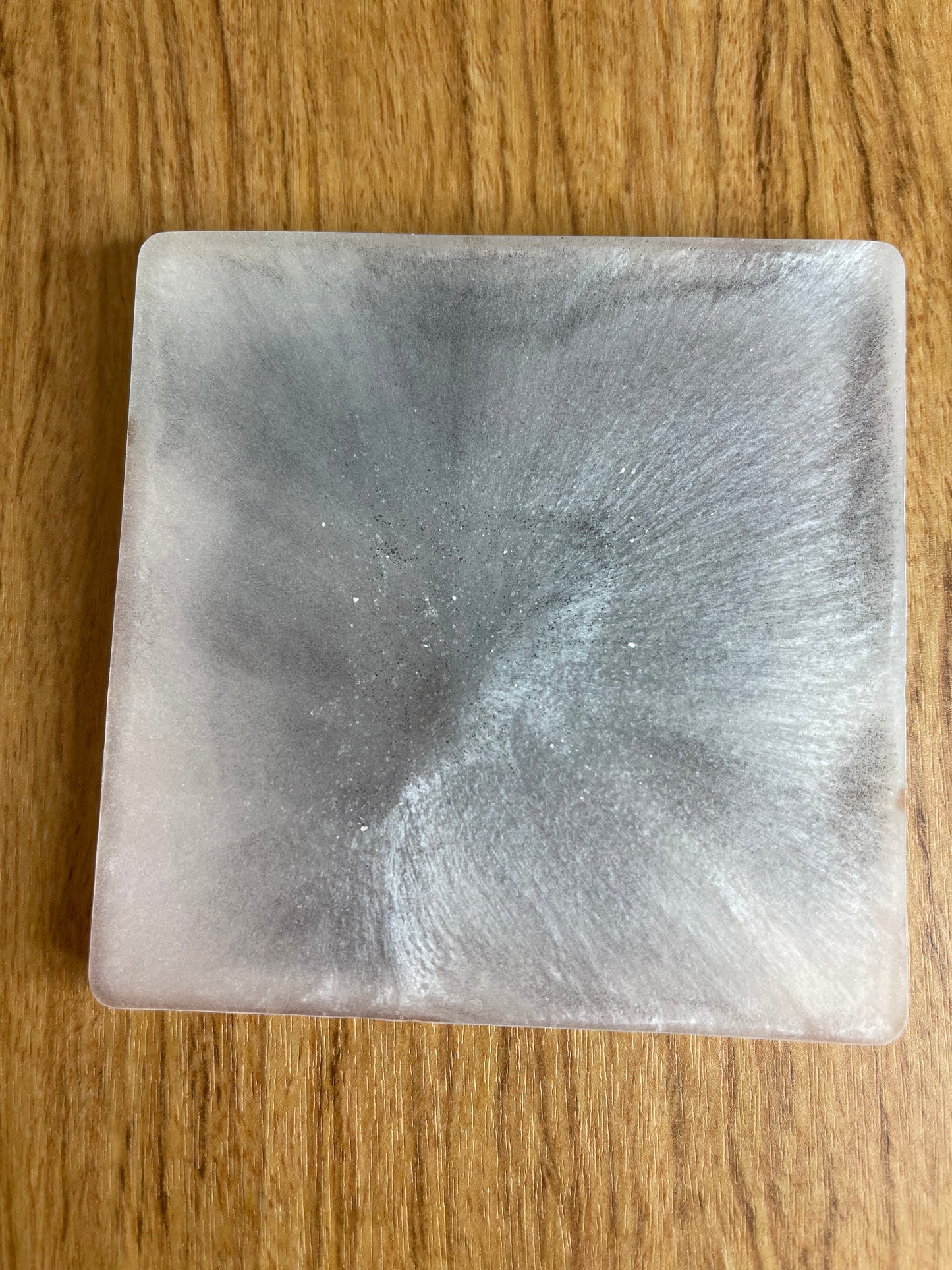 Peachy Glow in the Dark with Black Mixed Pour Reversible Single Resin Coaster