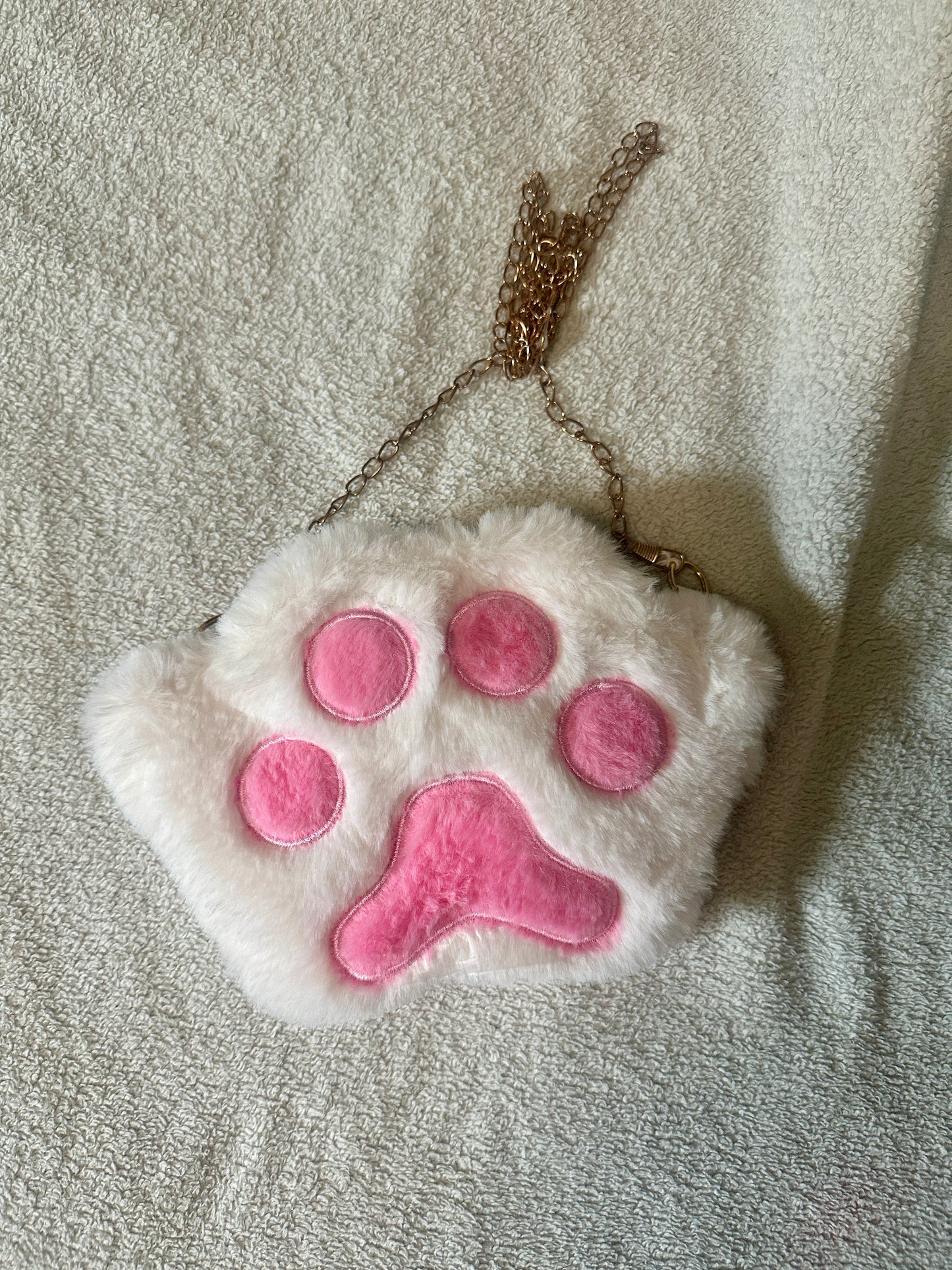 Fuzzy Paw Print Cross Body Purse