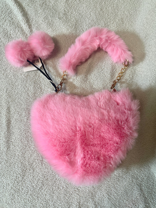 Fuzzy Heart Purse