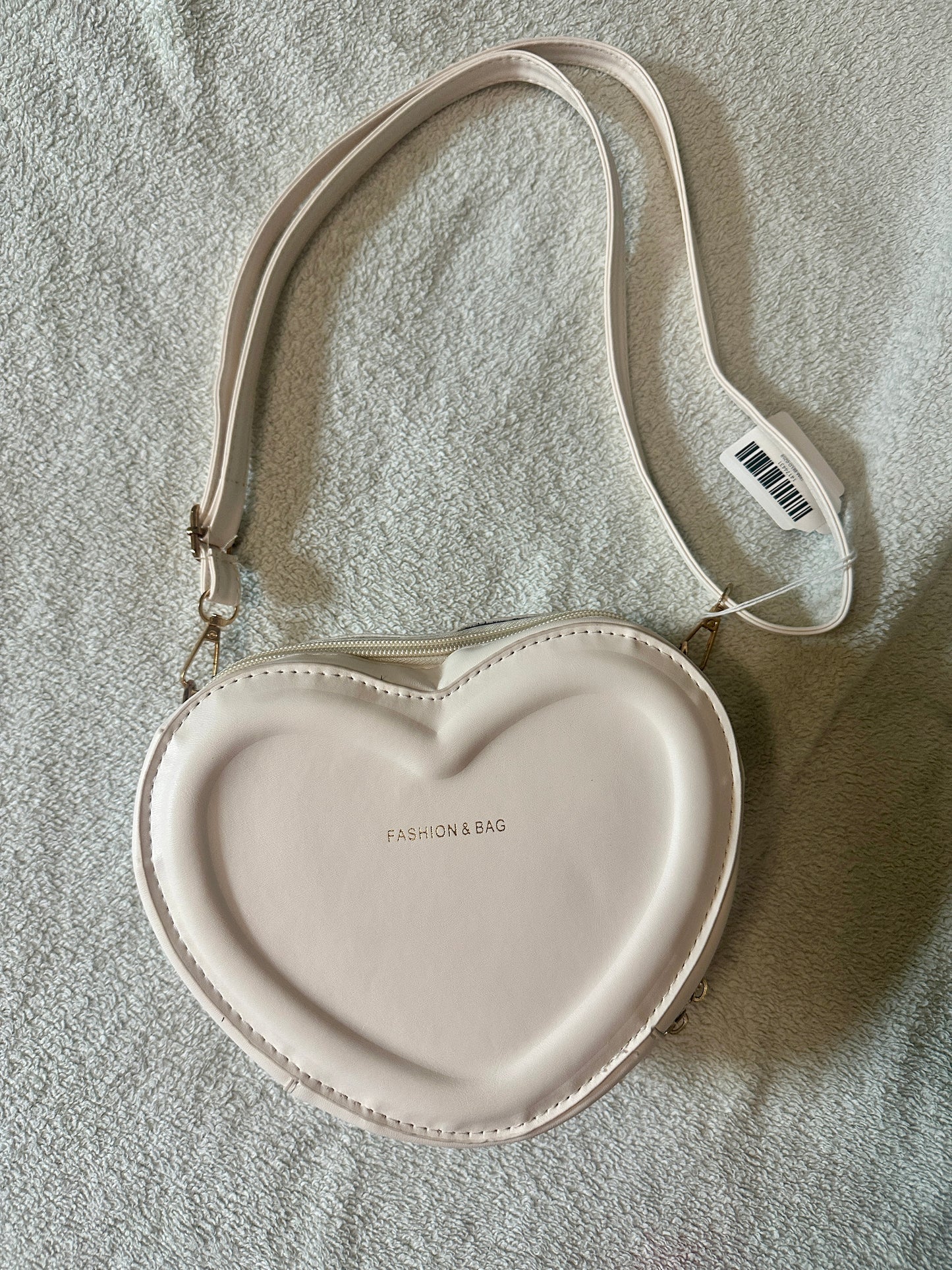 Cream Love Heart Cross Body Purse