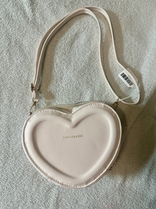 Cream Love Heart Cross Body Purse