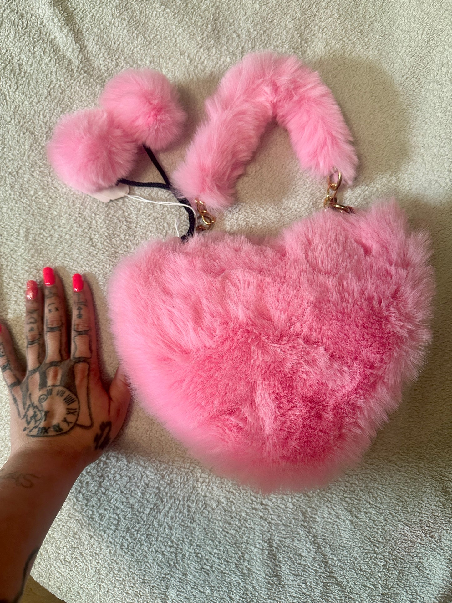 Fuzzy Heart Purse