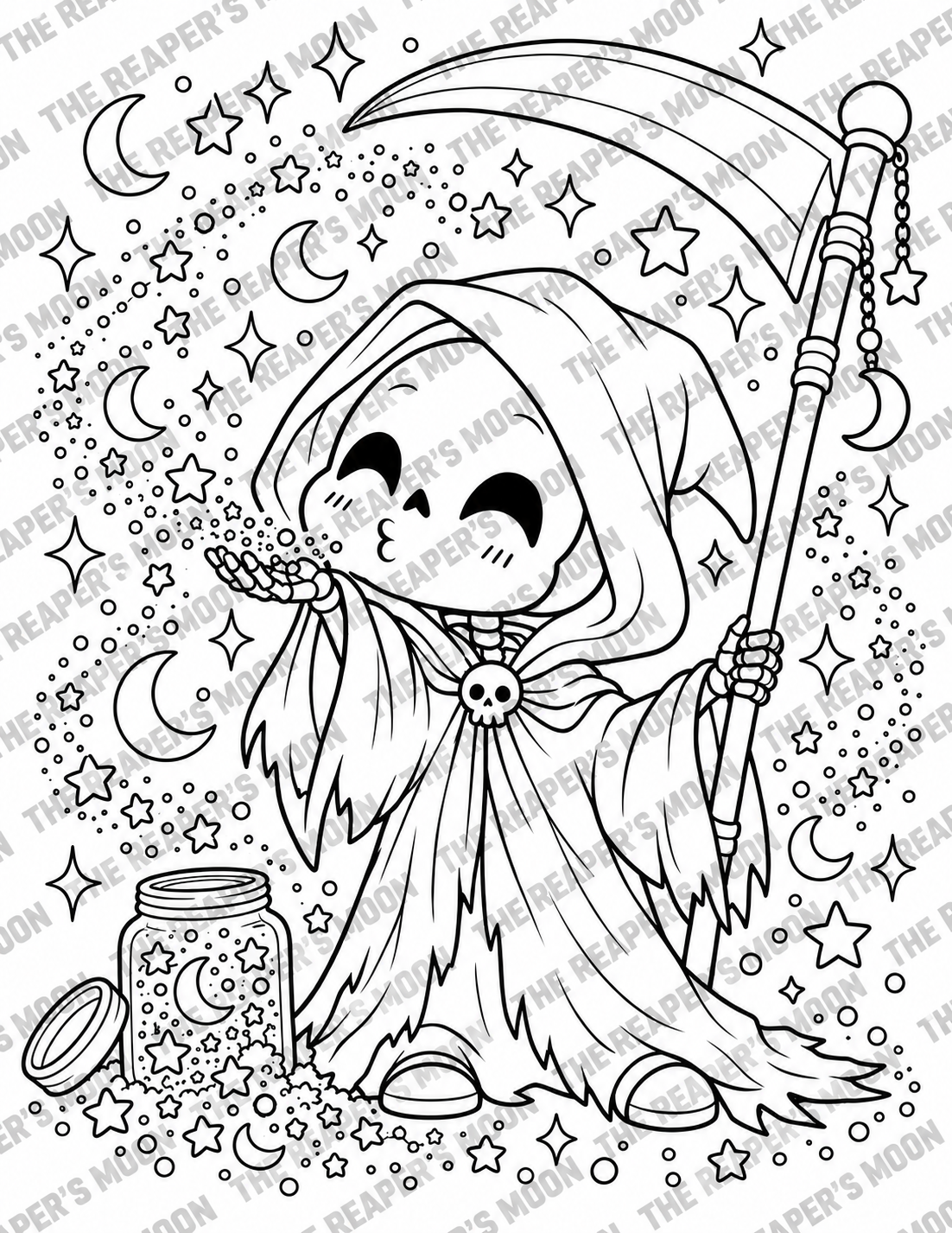 The Reaper Blowing Glitter Wish Coloring Page