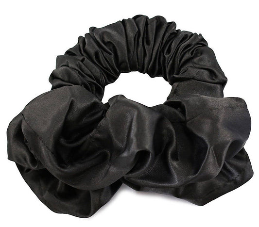 Satin Heatless Curl Scrunchie Hair Accessory: All Black