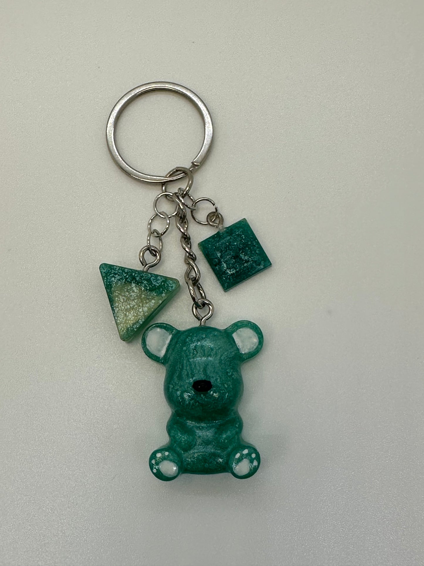 Green Teddy Bear Keychain with Matching Charms