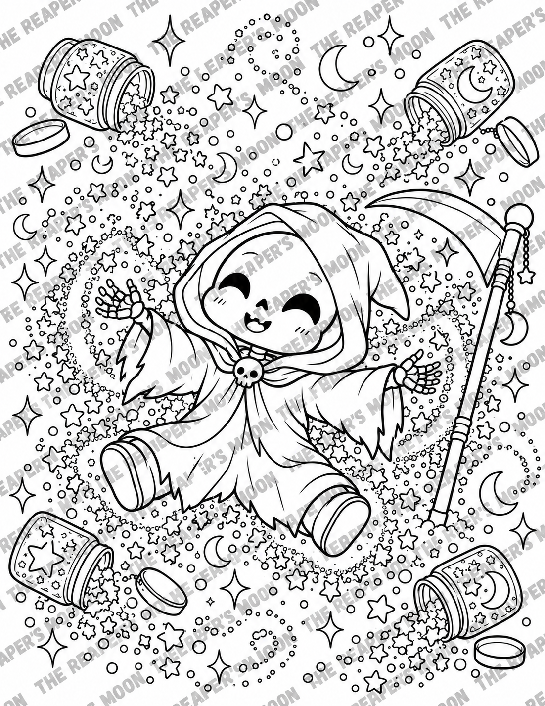 The Reaper Making Glitter Snow Angels Coloring Page