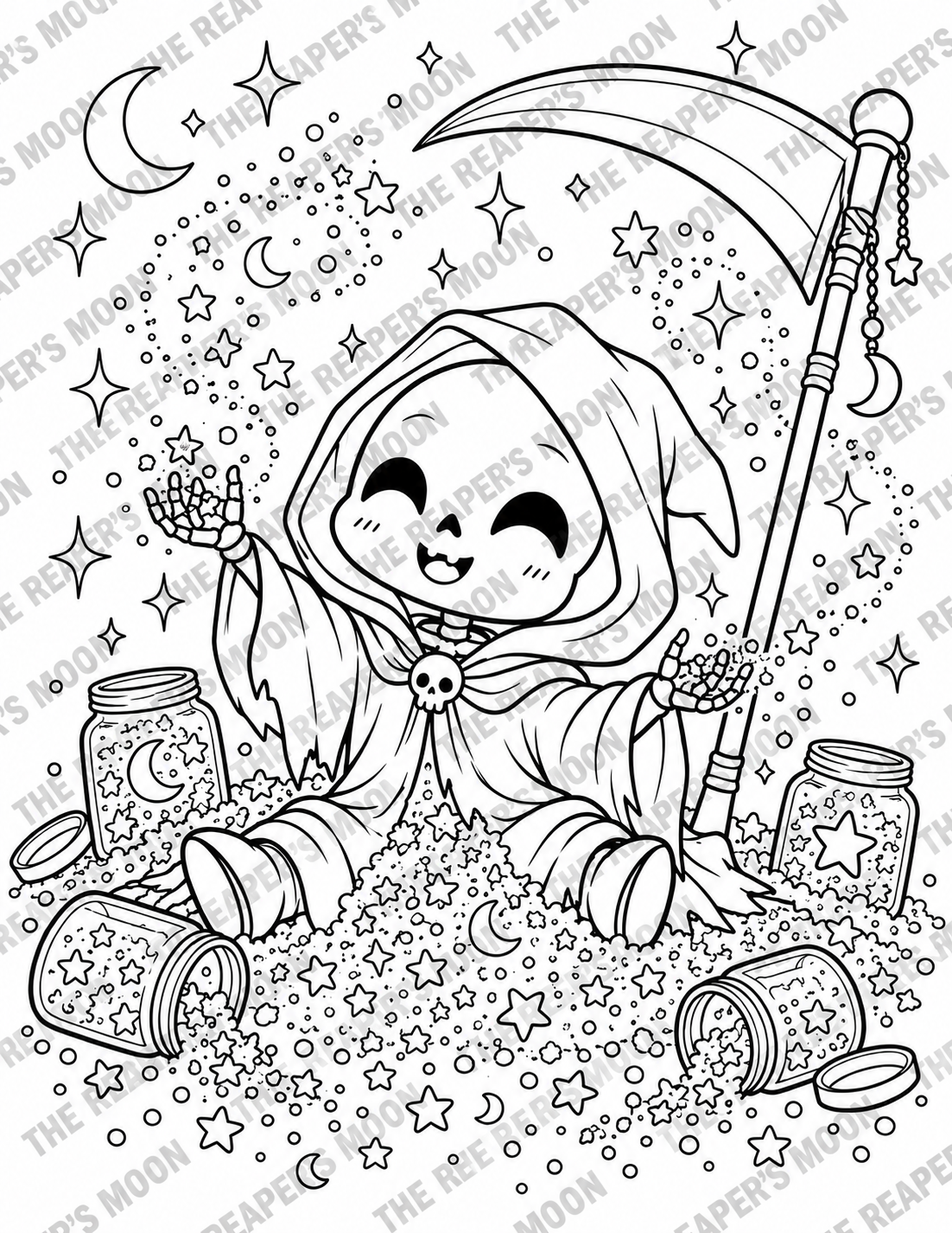 The Reaper Playing in Glitter Coloring Page