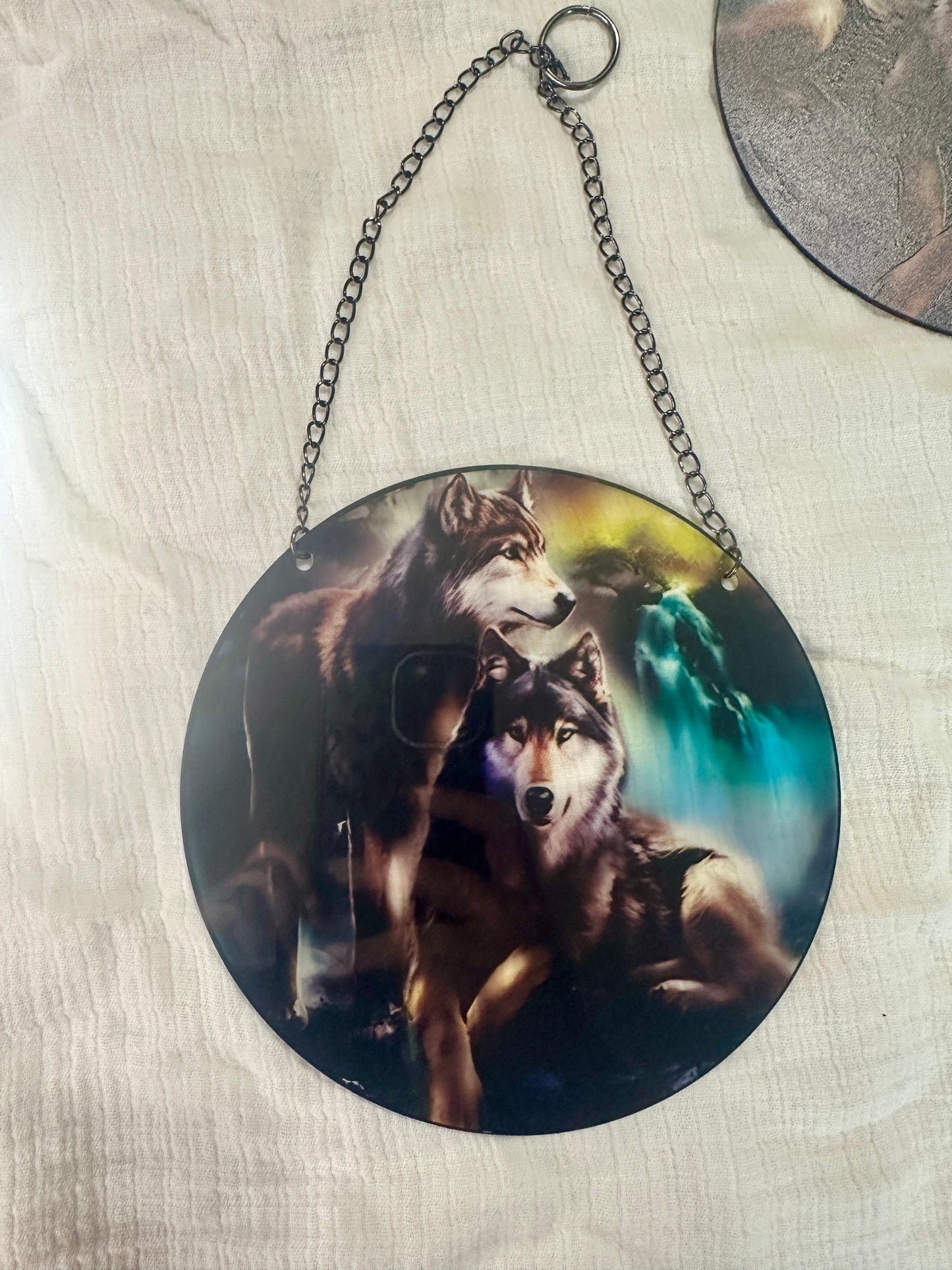 Wolves & Waterfall Sun Catcher