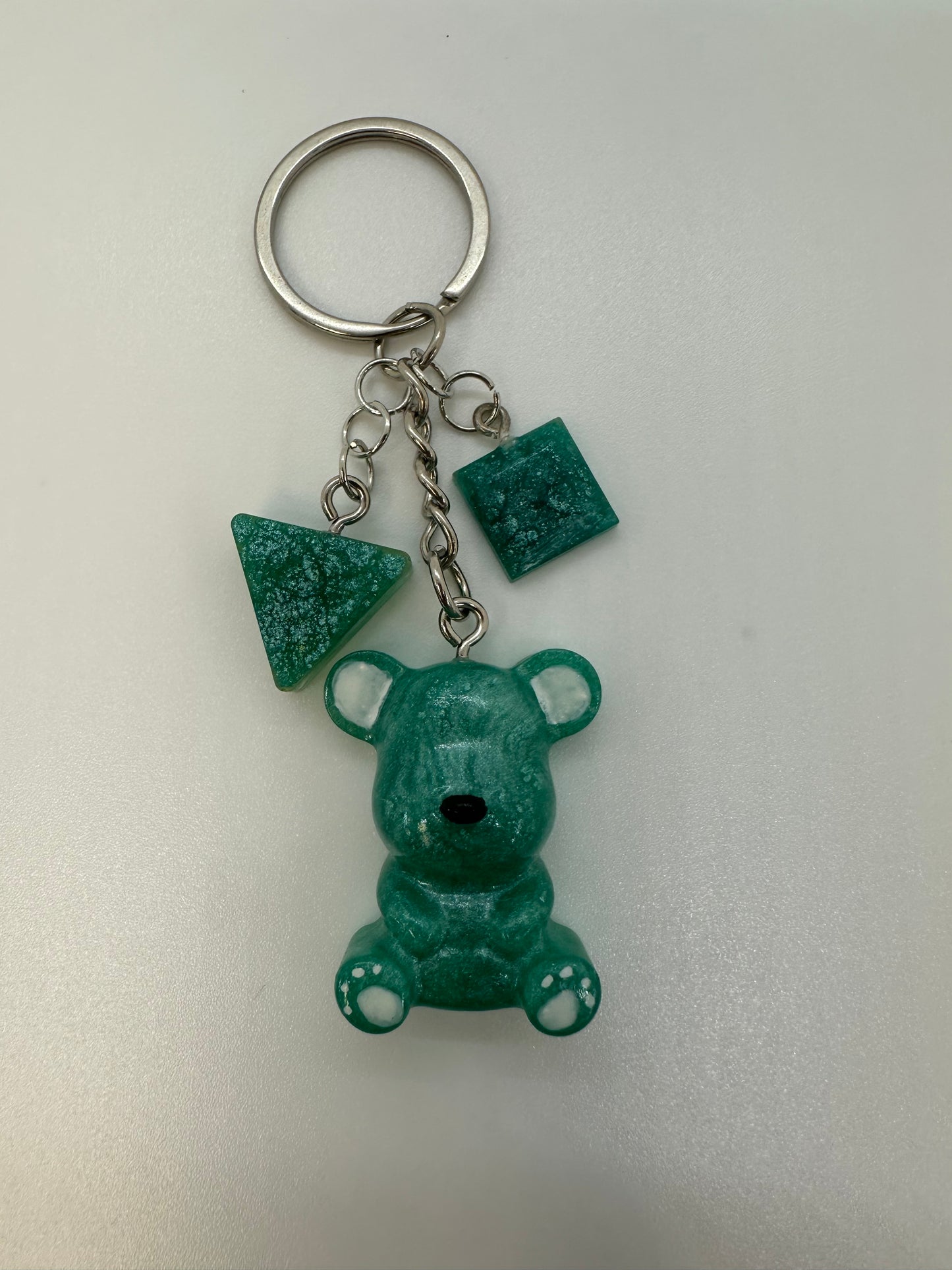 Green Teddy Bear Keychain with Matching Charms