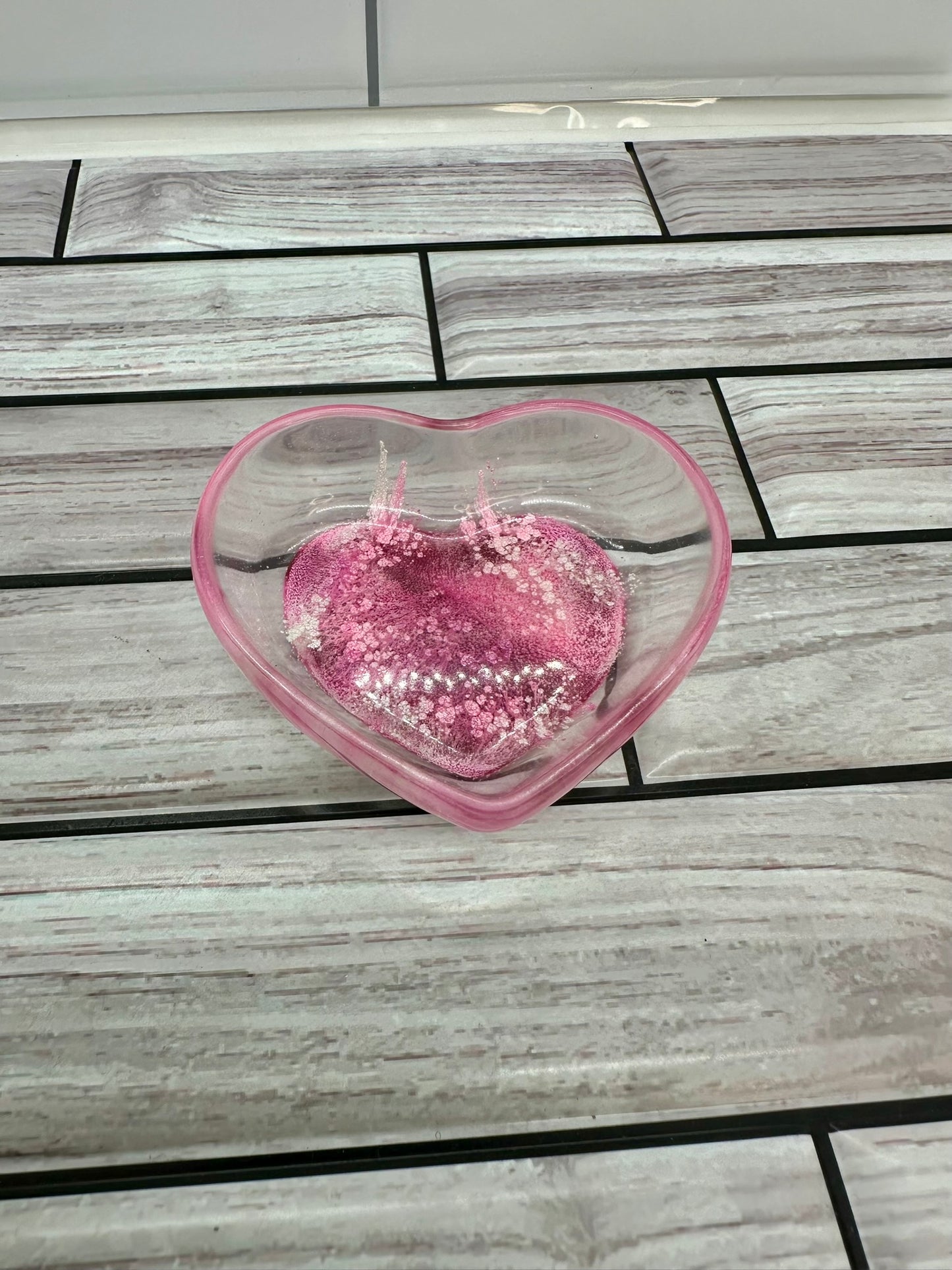 "Pink Passion" Heart-Shaped Resin Trinket Dish