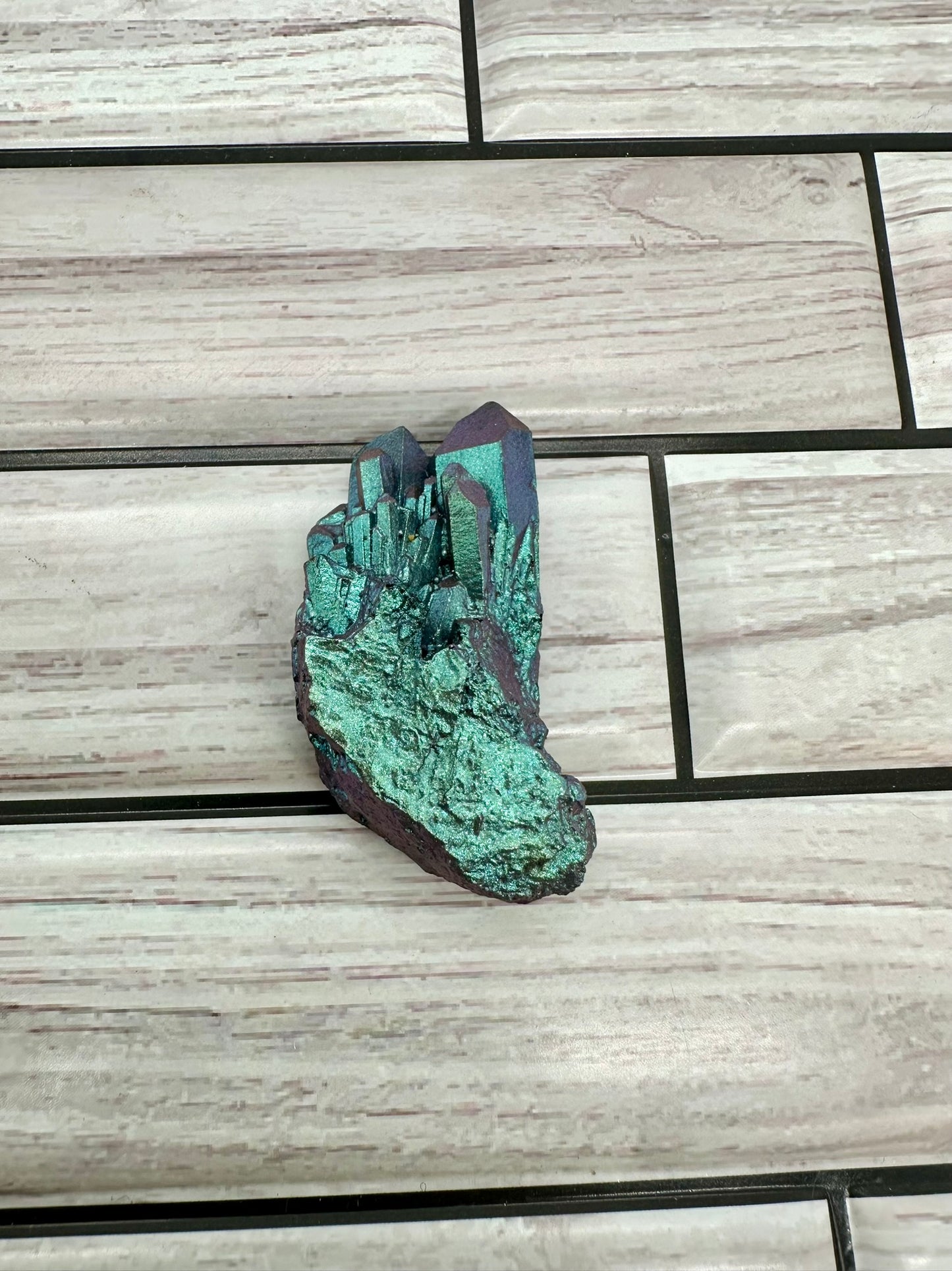 "Mystic Teal" Iridescent Resin Crystal Cluster