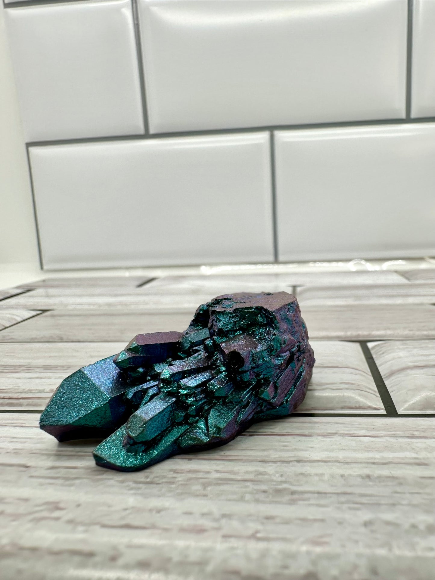 "Mystic Teal" Iridescent Resin Crystal Cluster