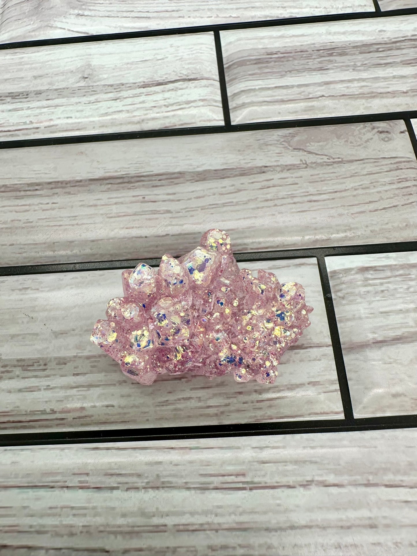 "Cotton Candy Sparkle" Pink Resin Crystal Cluster