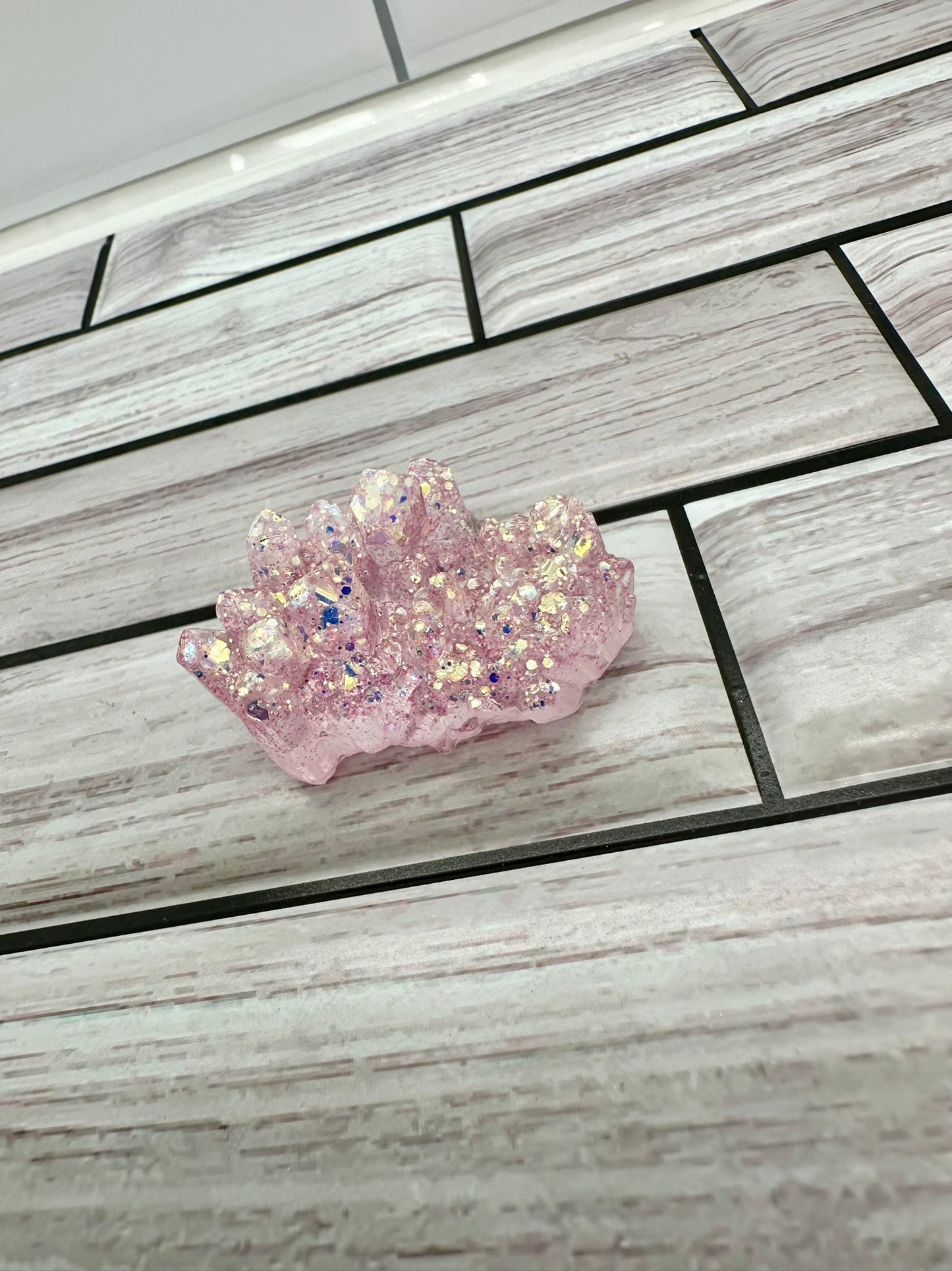 "Cotton Candy Sparkle" Pink Resin Crystal Cluster