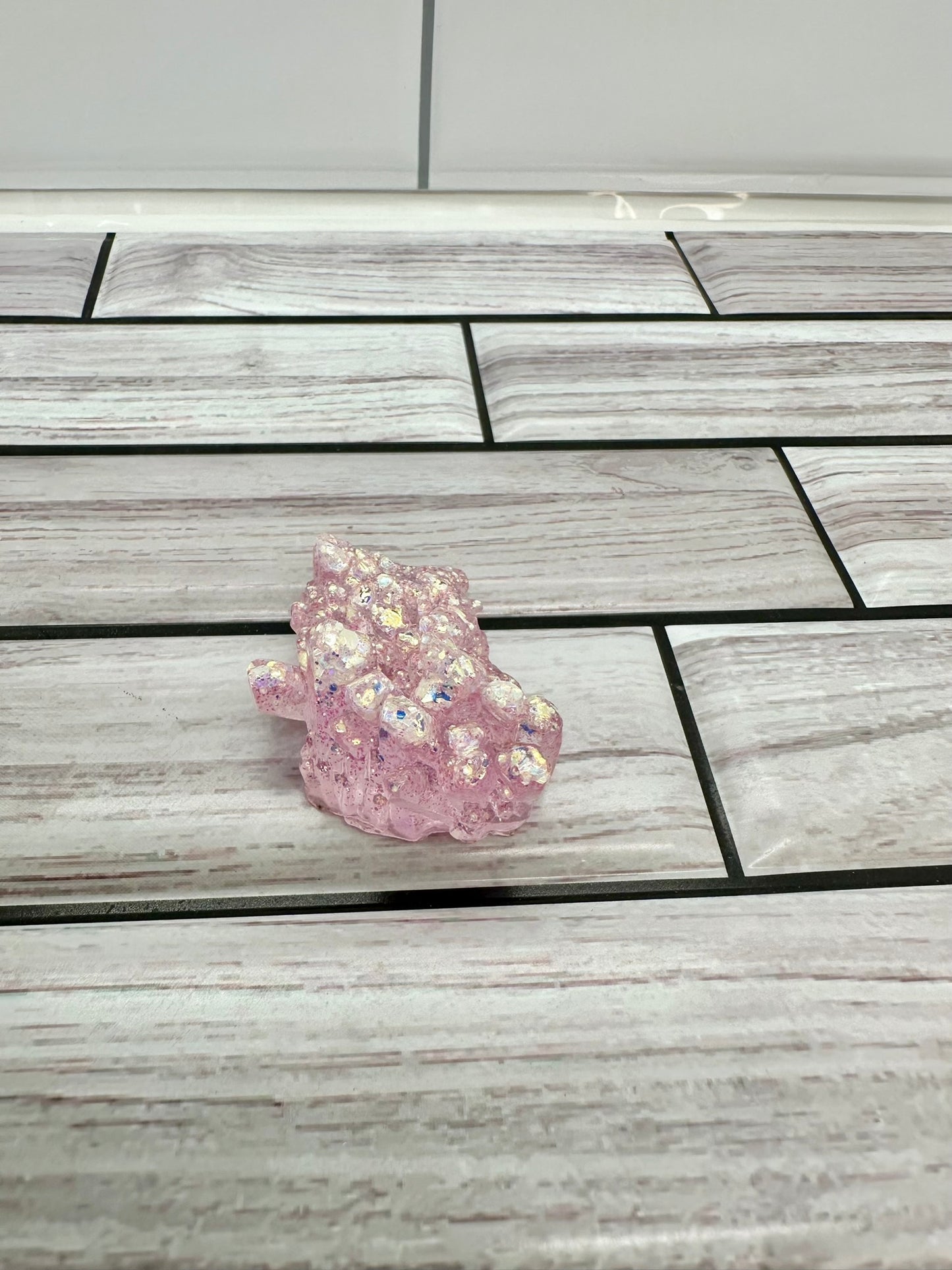 "Cotton Candy Sparkle" Pink Resin Crystal Cluster