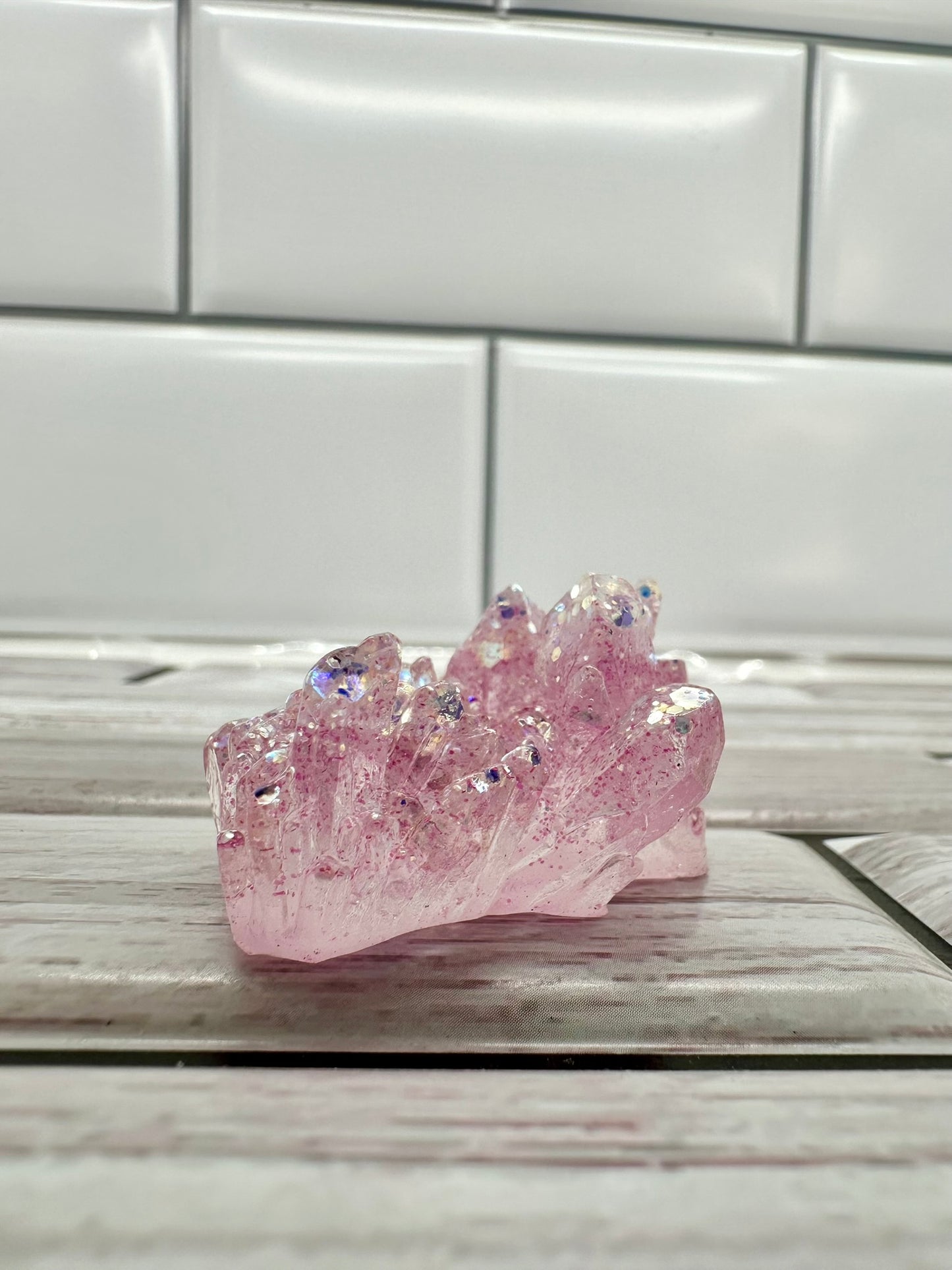 "Cotton Candy Sparkle" Pink Resin Crystal Cluster