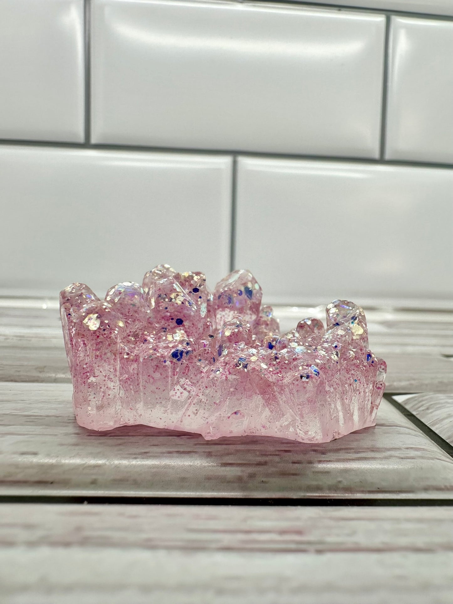 "Cotton Candy Sparkle" Pink Resin Crystal Cluster