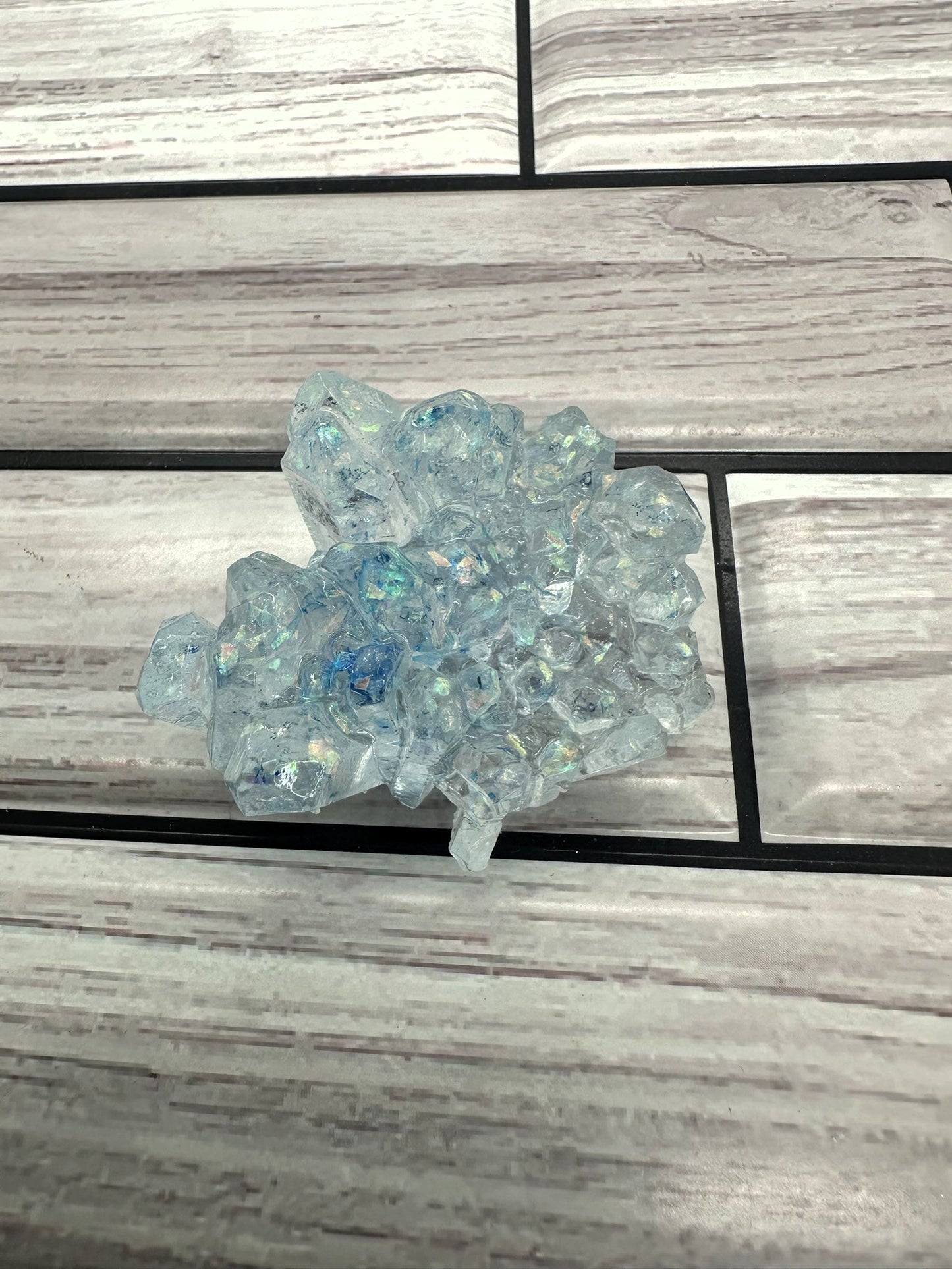 "Ice Prism" Clear Resin Crystal Cluster