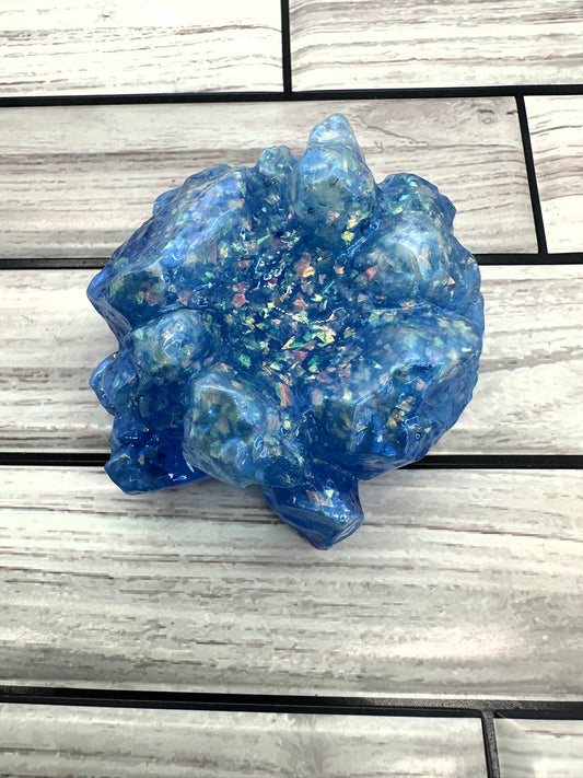 Ocean's Glimmer Iridescent Blue Resin Crystal Cluster