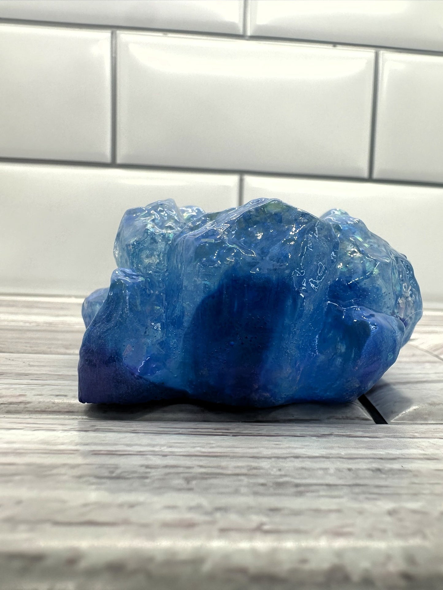 Ocean's Glimmer Iridescent Blue Resin Crystal Cluster