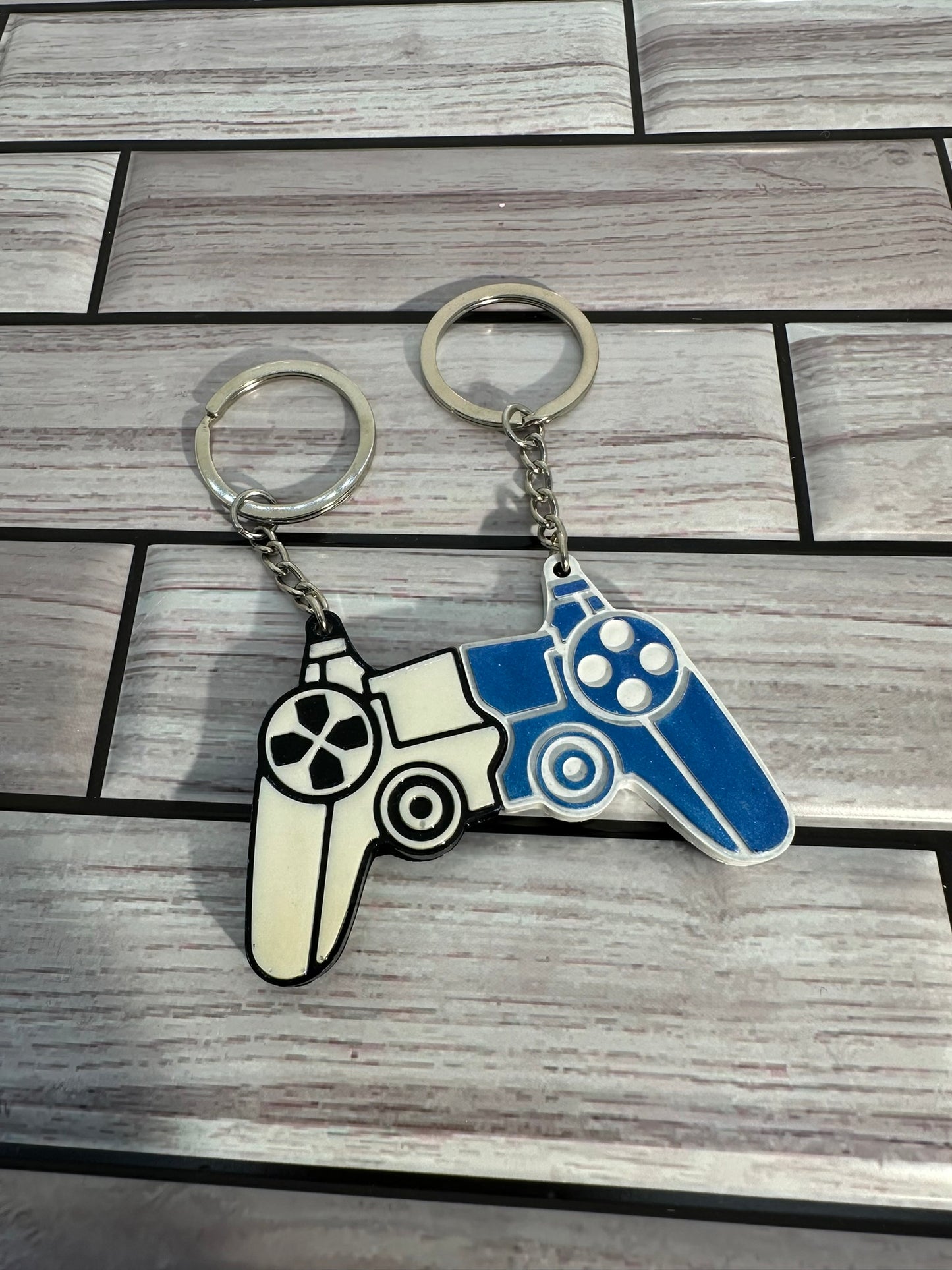 BFF Game Controller Split Keychains White and Black Color Shifting